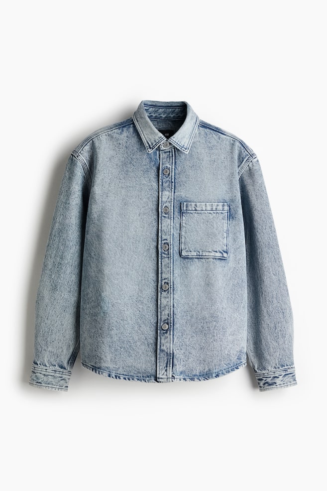 Boxy Fit Denim Shirt - Denim blue - 1