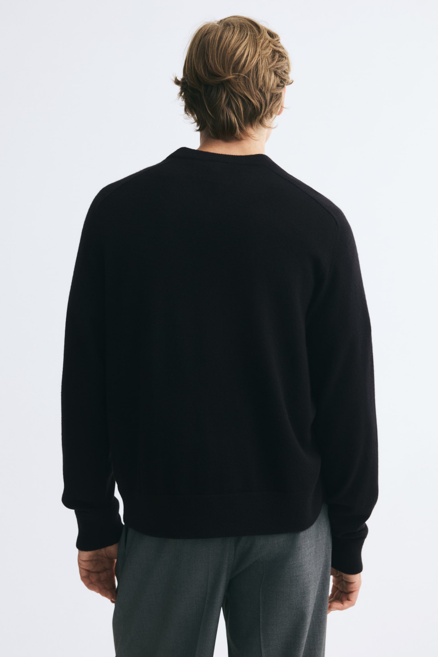 Мужской свитер H&M Relaxed-Fit Cashmere, цвет: Чёрный — фото 6