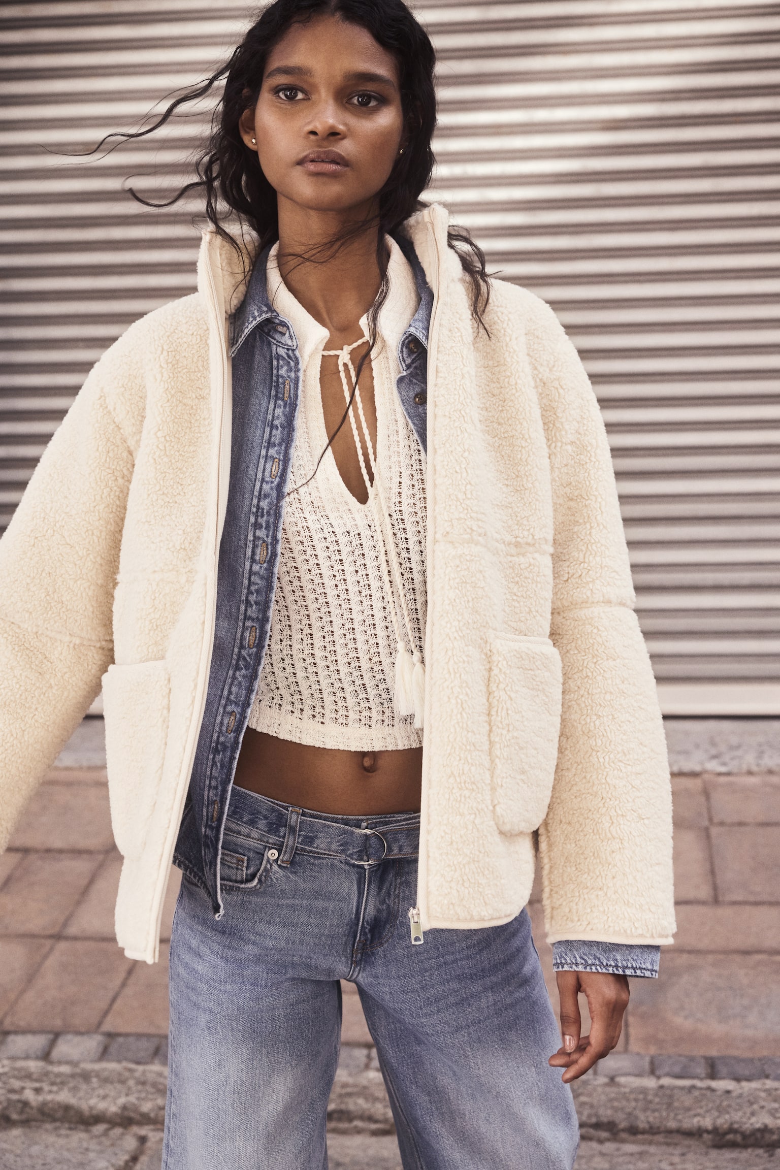 Teddy jacket - Light beige/Dark brown - 6