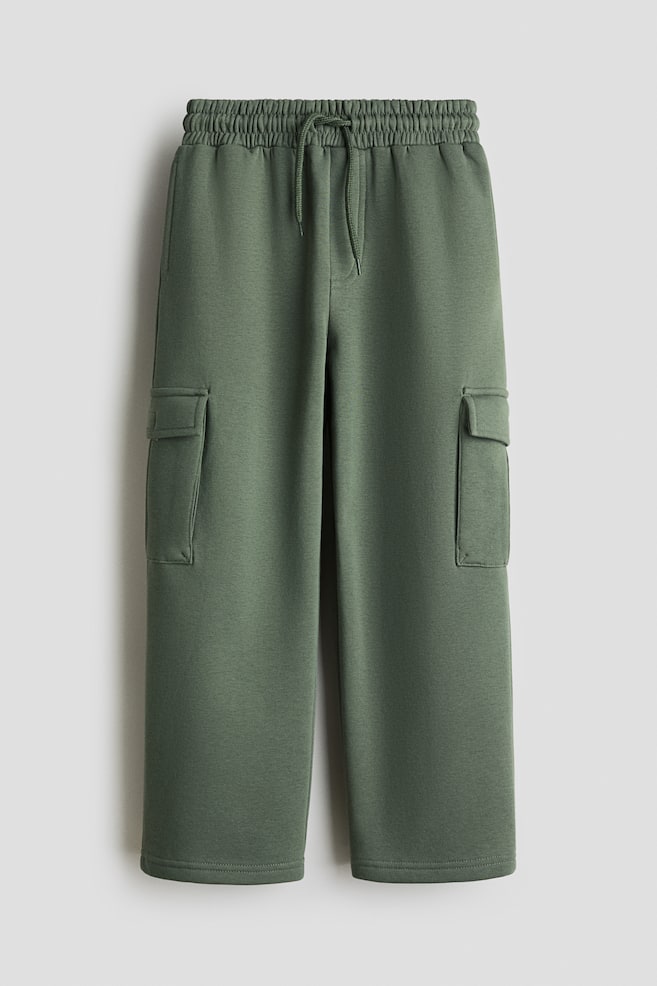 Cargo-Style Sweatpant Joggers - Khaki green/Dark gray - 1