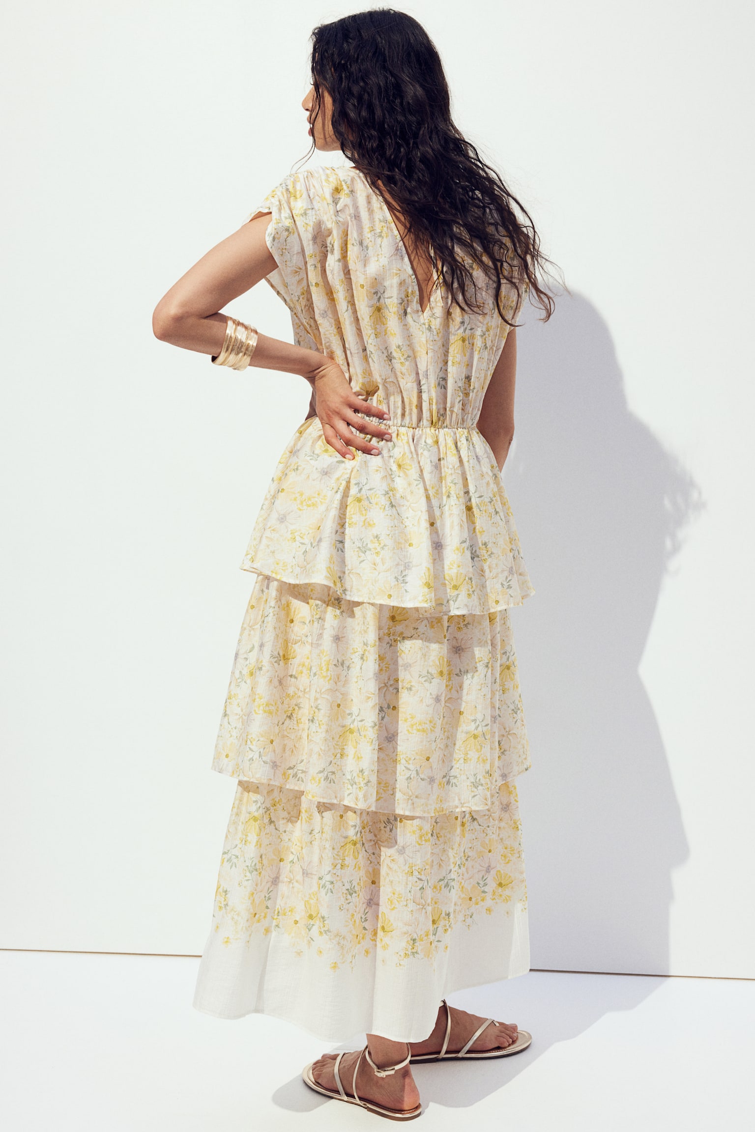 Tiered dress - Light yellow/Floral - 6