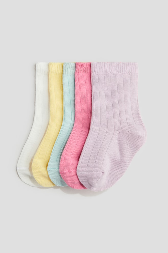 5-pack textured-knit socks - Light purple/Bright pink/Brown/Light blue - 1
