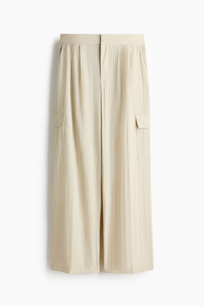 Wide-Leg Cargo Pants - Light beige/Golden olive/Dark gray - 1