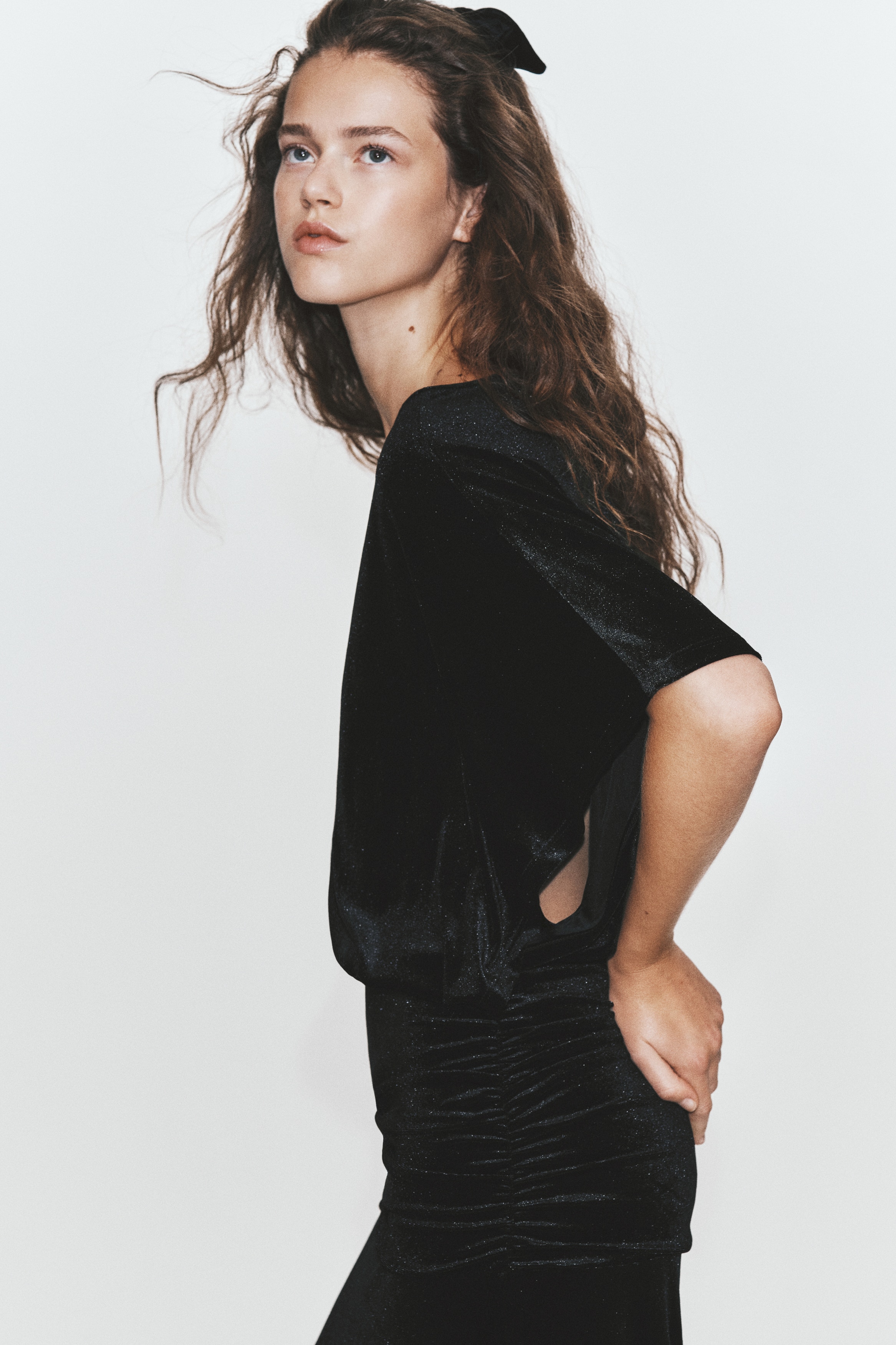 Gathered Velvet Dress thumbnail 5