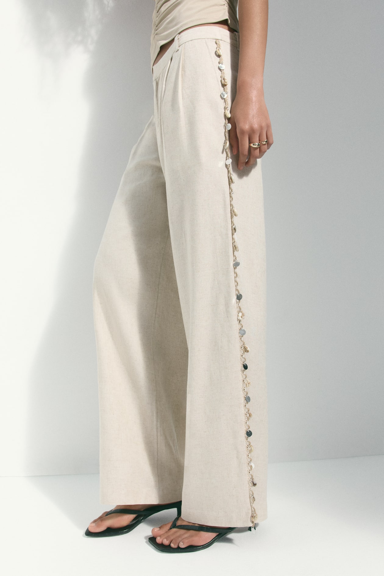 Embellished Linen-Blend Pants - image 2