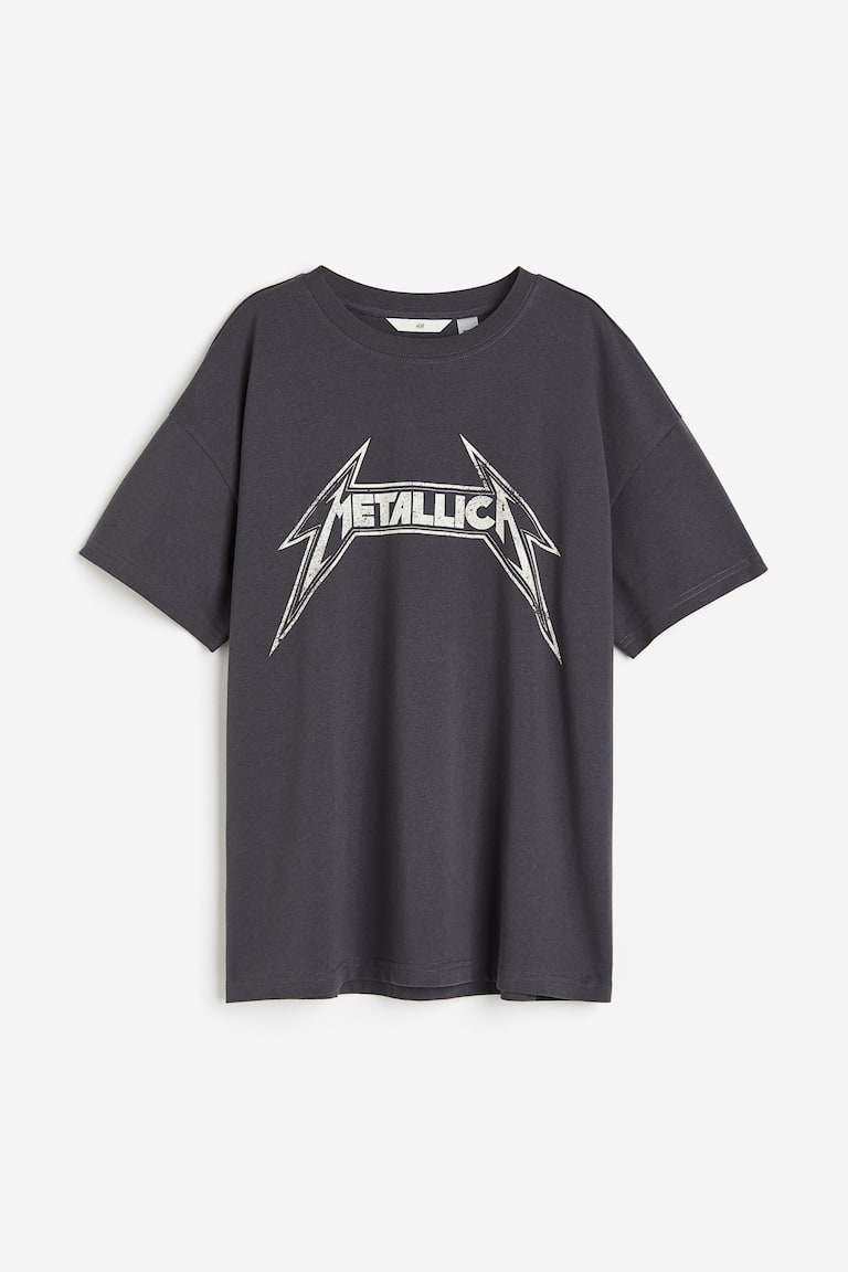 プリントオーバーサイズTシャツ - ダークグレー／Metallica 