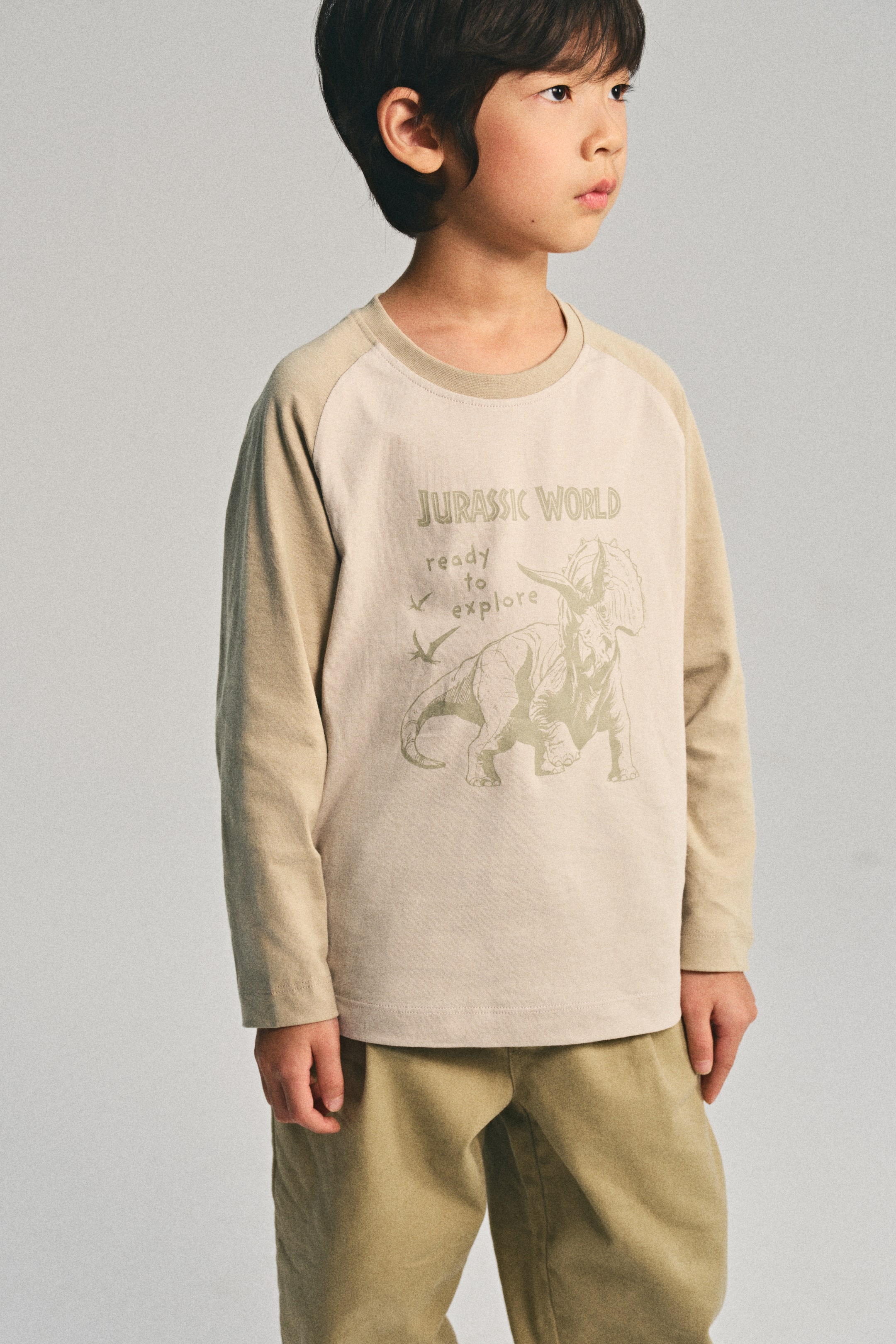 이미지 확대 보기: 프린트 롱 슬리브 티셔츠 - 베이지/쥬라기 월드 - Kids | H&M KR 3