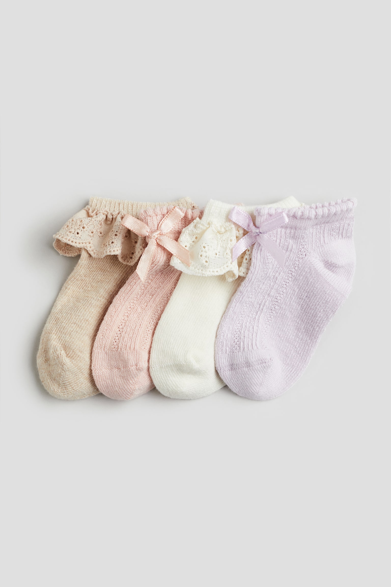 4-pack Ankle Socks - Light purple/Light pink/Beige/Light grey/Light pink/White - 1