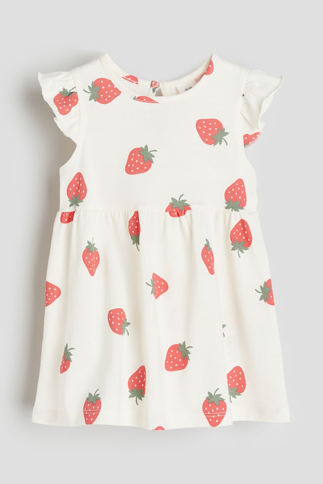 Flounce-trimmed jersey dress - White/Strawberries/Dark blue/Floral/Natural white/Striped/Yellow/Floral/dc/dc/dc/dc/dc/dc/dc/dc/dc - 1