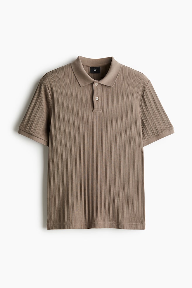 Polo près du corps en jersey texturé - Beige foncé/Crème/Gris clair chiné/Vert/Crème/Bourgogne/Marine/Gris foncé - 1