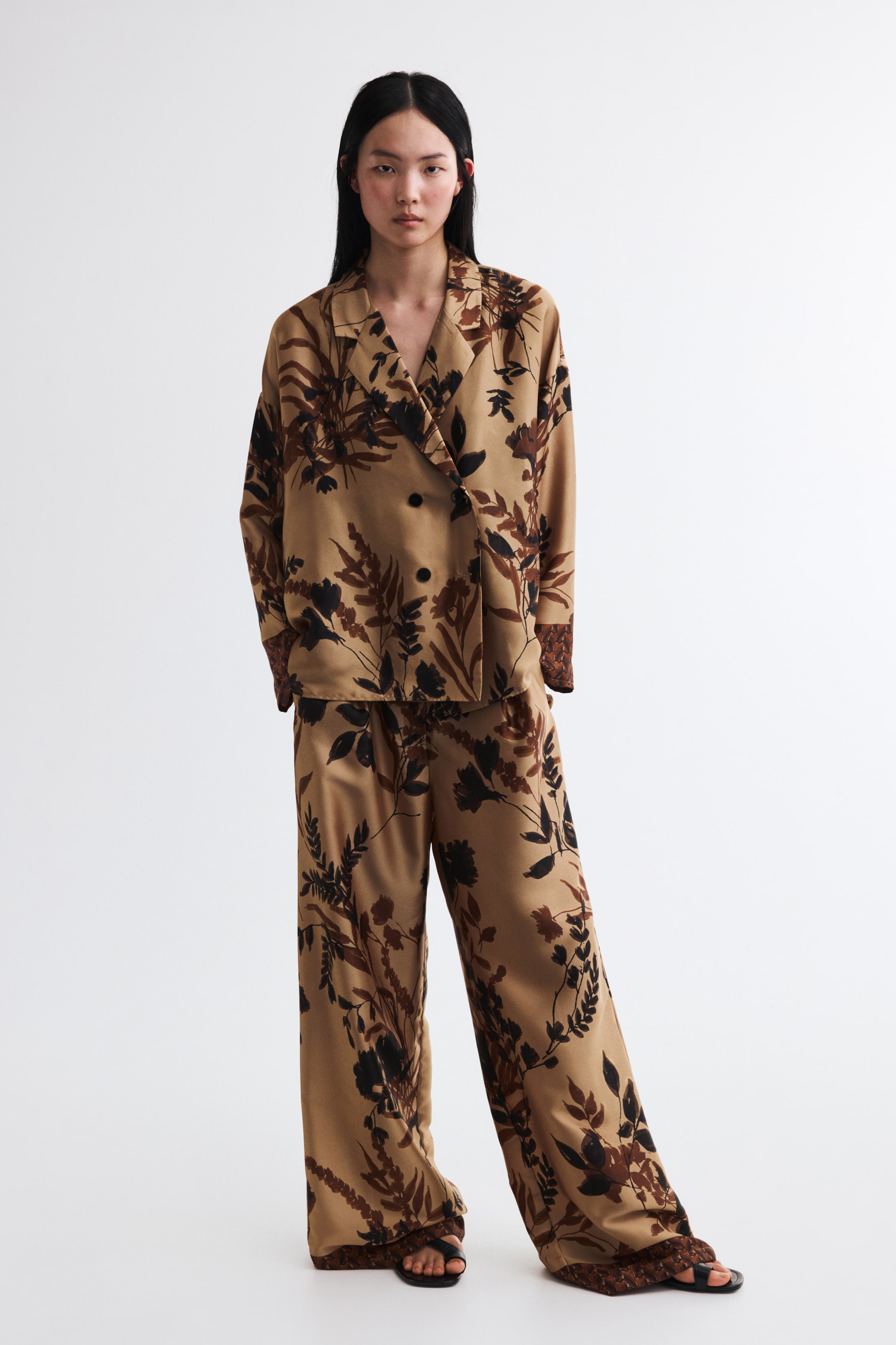 Pleated Satin Twill Pants