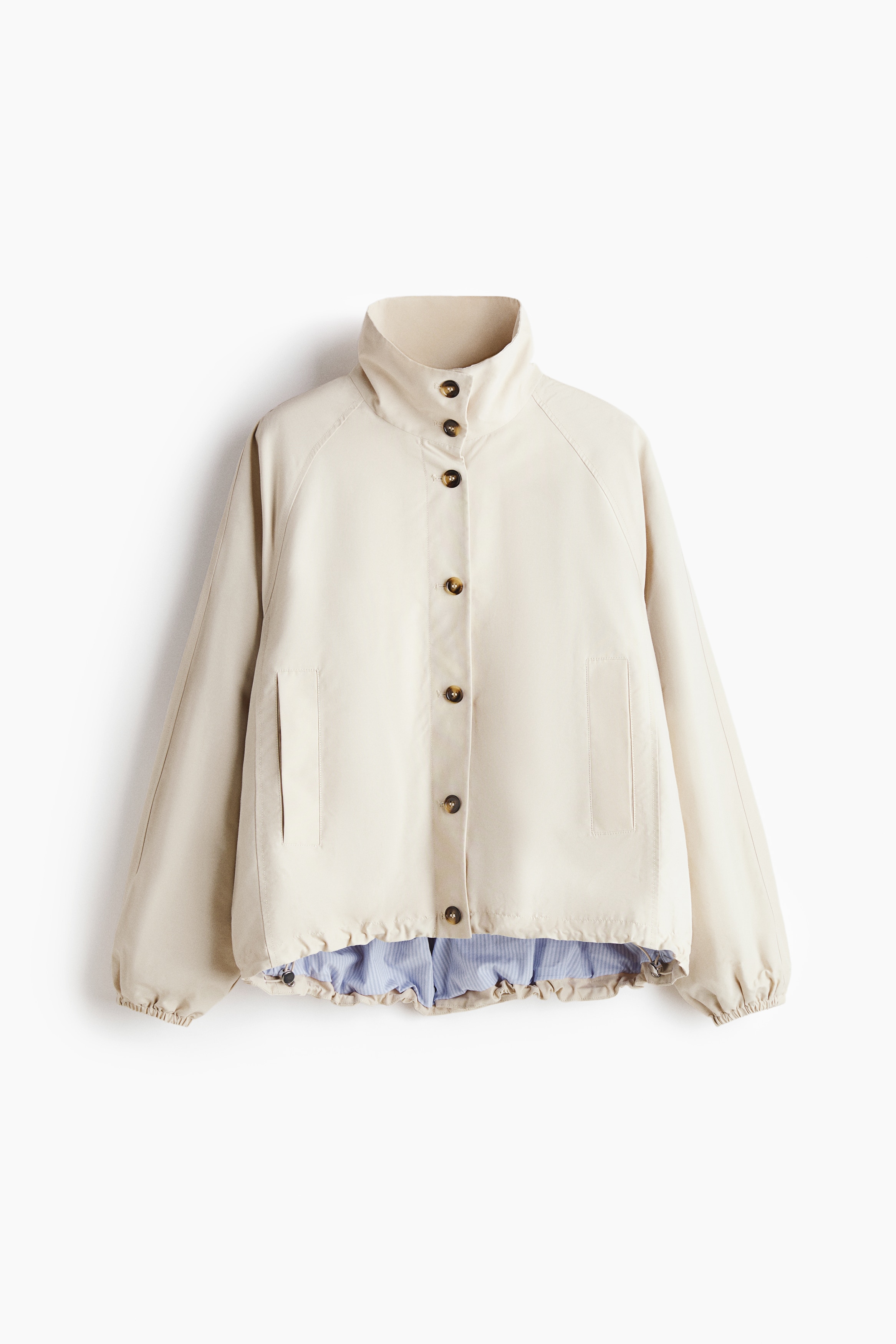 Oversized bubble-hem jacket - Cream/Dark brown/Light grey