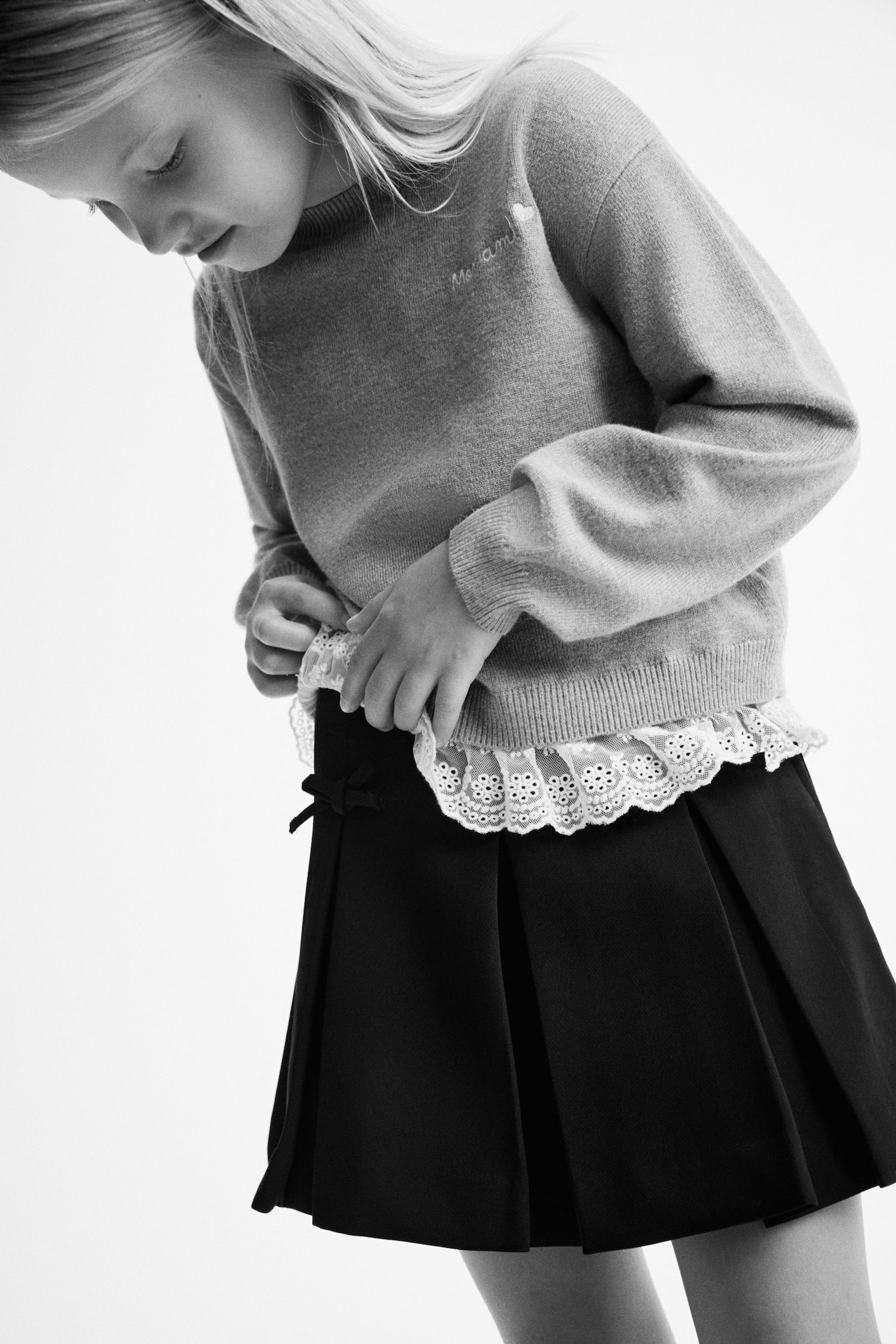 Детская юбка H&M Bow-Detail Pleated, цвет: Чёрный — фото 3