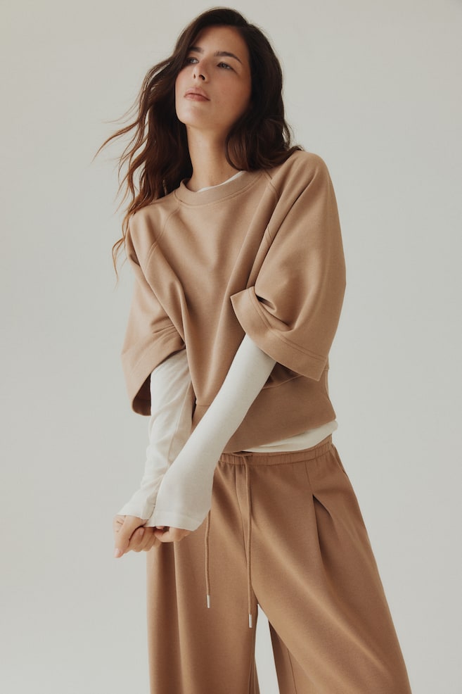 Sweatshirt - Dunkelbeige/Hellbeige/Weinrot - 2
