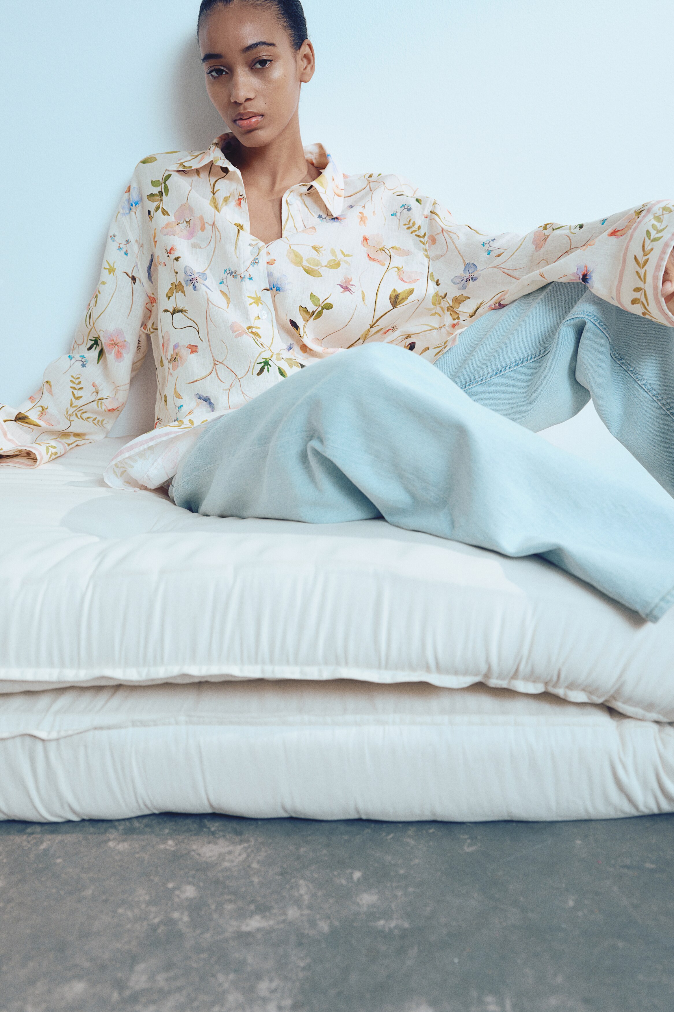 【H】neau linen tops cream Women's Light beige Linen Shirt | H&M CA