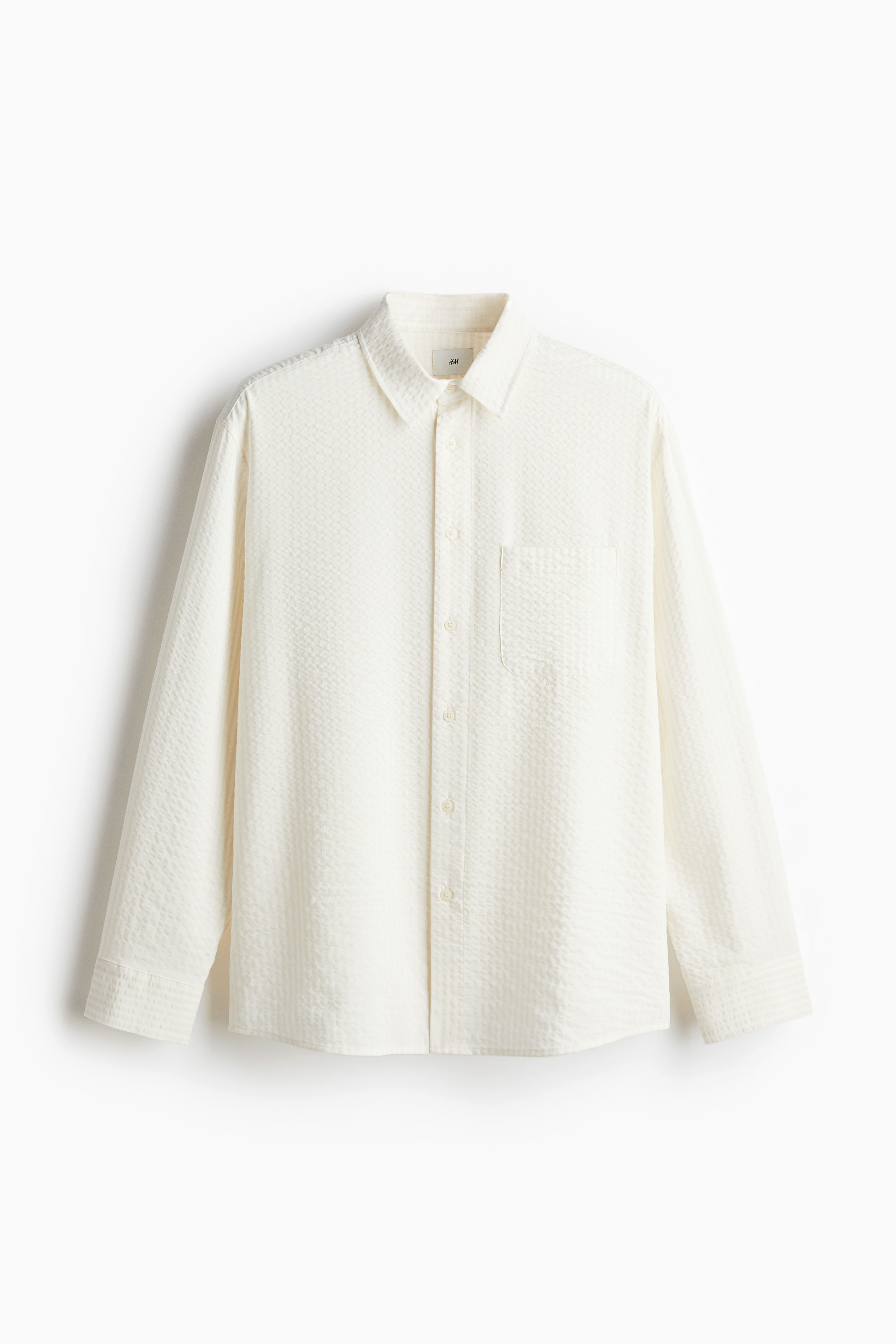 Cotton-Blend Seersucker Shirt - Cream - Men | H&M US