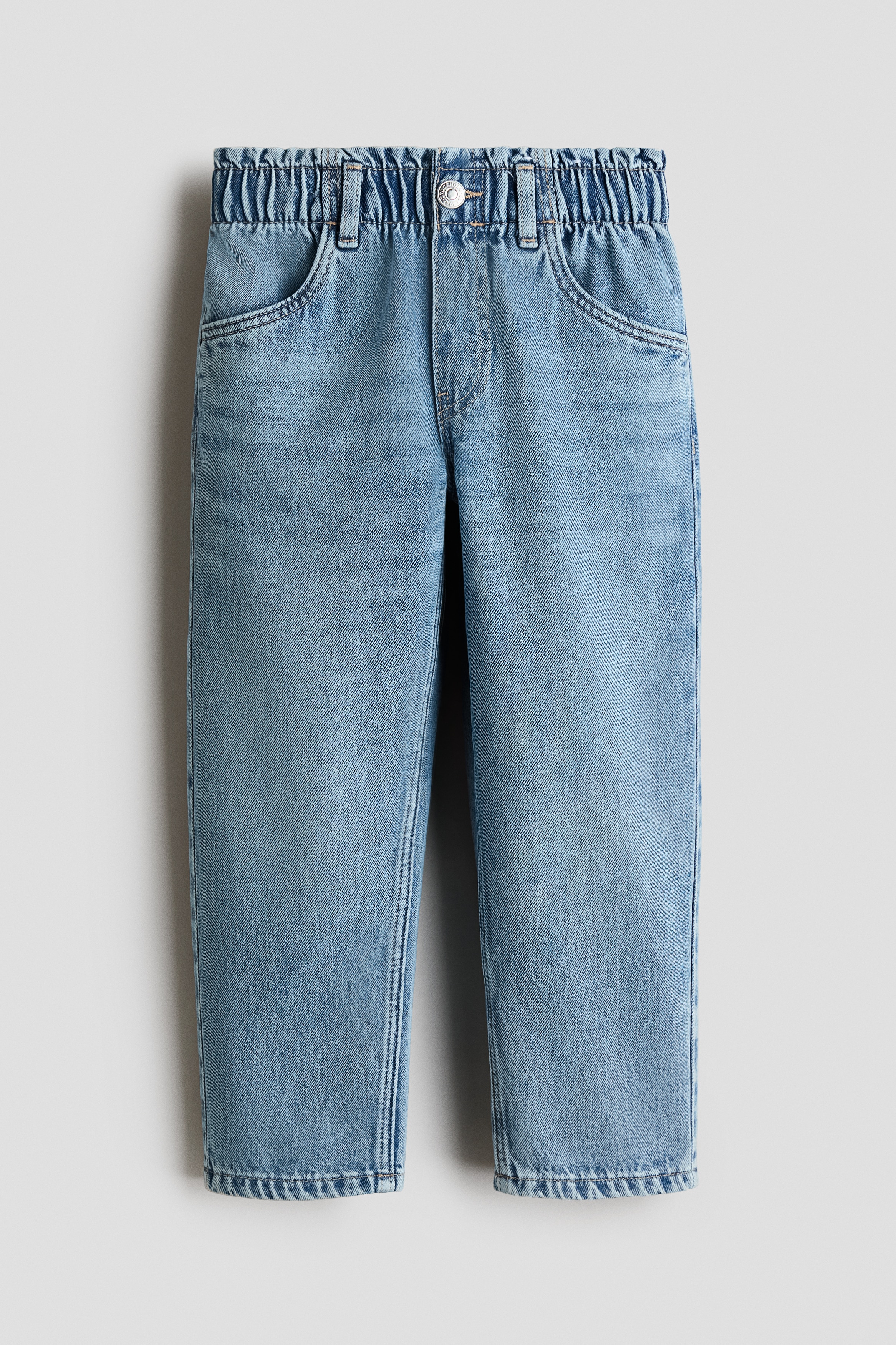 Paper bag-jeans med avslappnad passform - Ljus denimblå/Ljus denimblå/Ljusrosa/Prickig/Denimsvart/Denimblå/Ljus denimblå/Ljusrosa