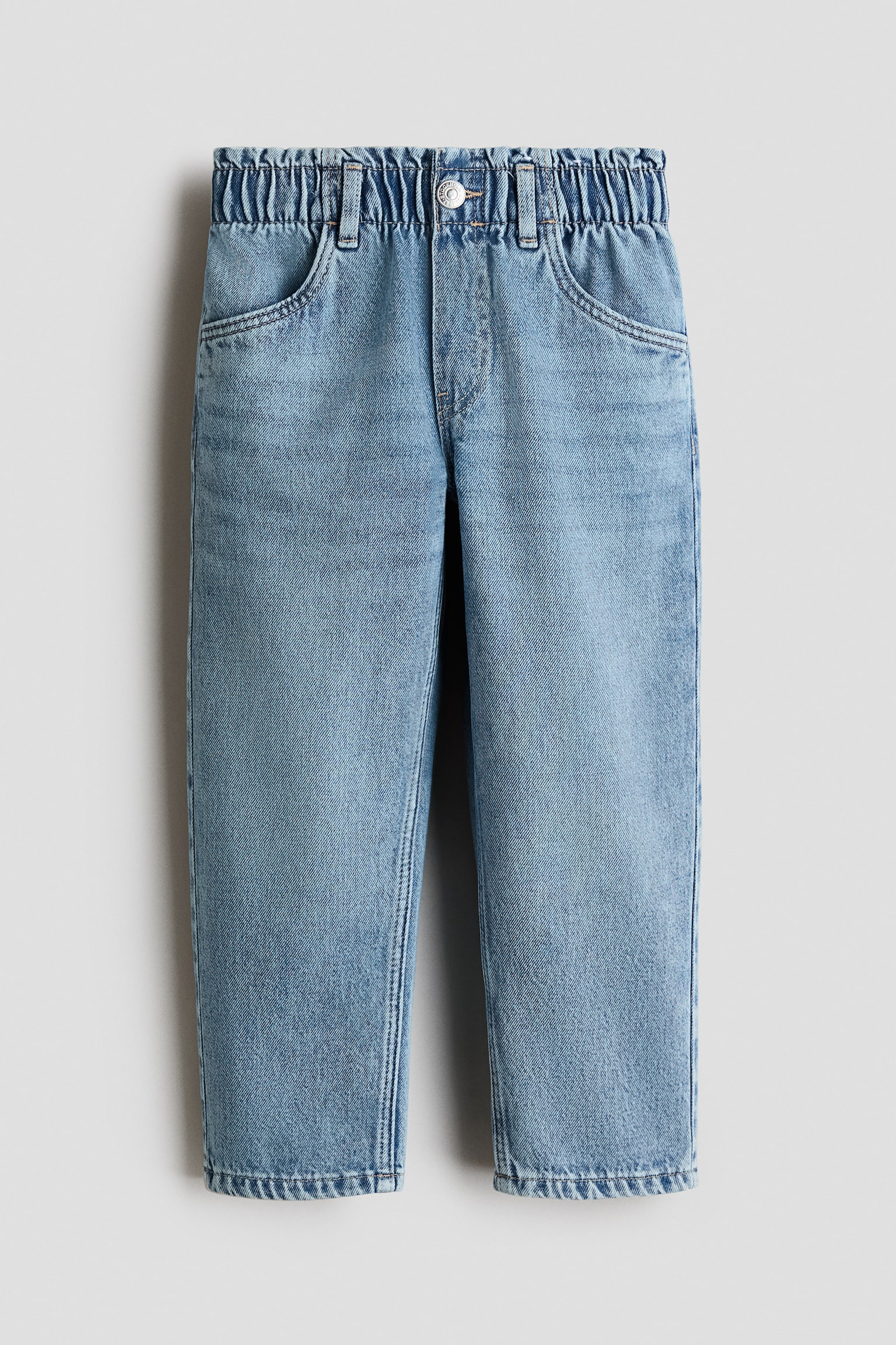 Lockere Paperbag-Jeans - Helles Denimblau/Denimblau/Dunkles Denimblau/Denimschwarz/Weiß/Geblümt/Hellrosa/Gepunktet/Braun/Geblümt/Hellrosa/Helles Denimblau - 1
