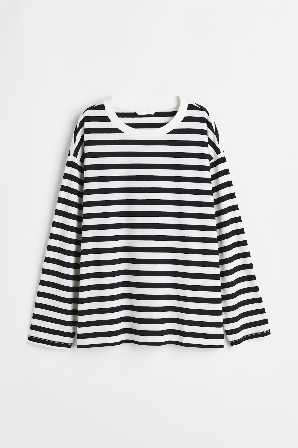 Long-sleeved Jersey Top Black/striped Ladies H&M PH