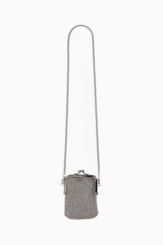 Metal Crossbody Bag - Silver-colored - 1