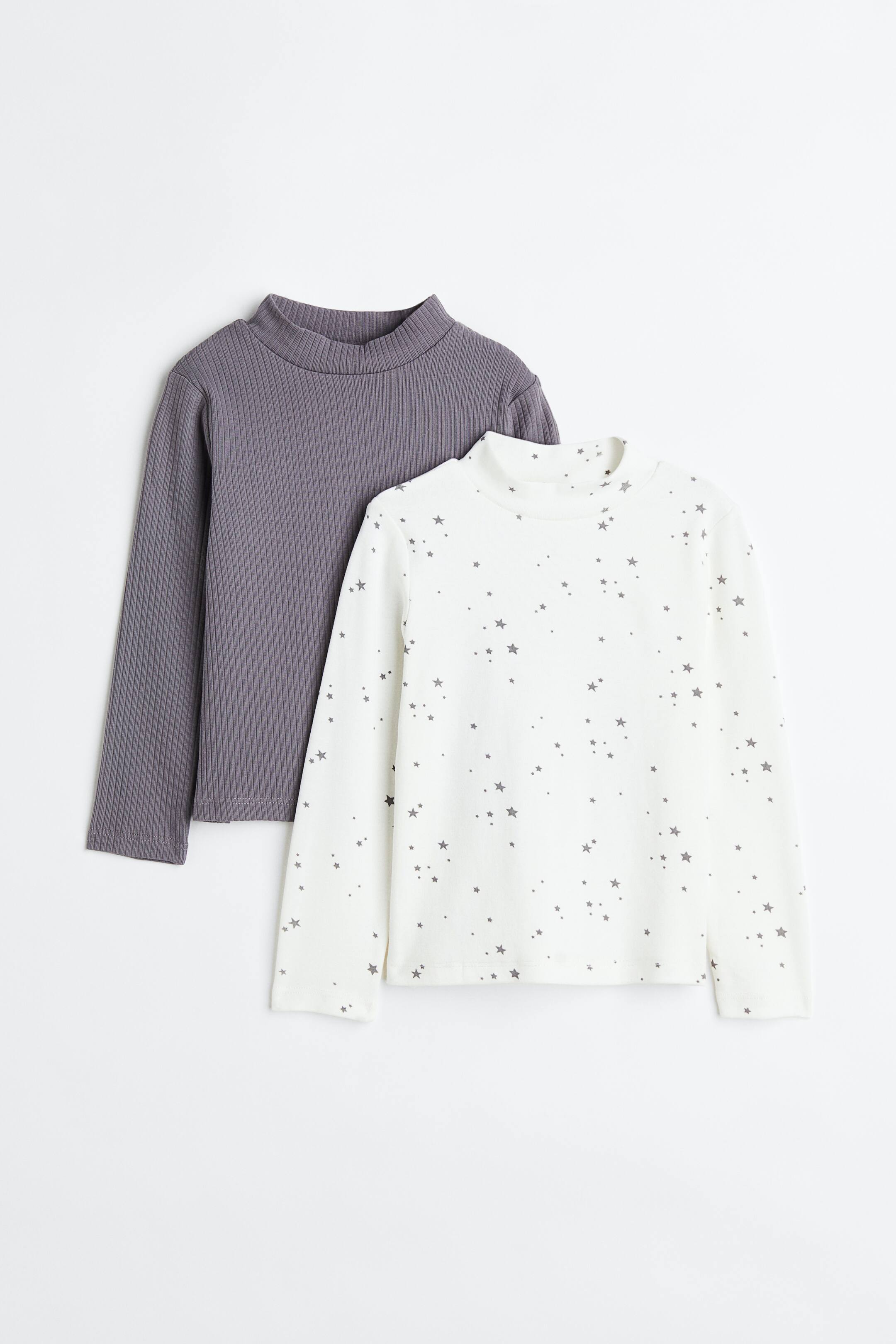 View larger image: 2-pack polo-neck tops - Grey/Spotted - Kids | H&M IN 1