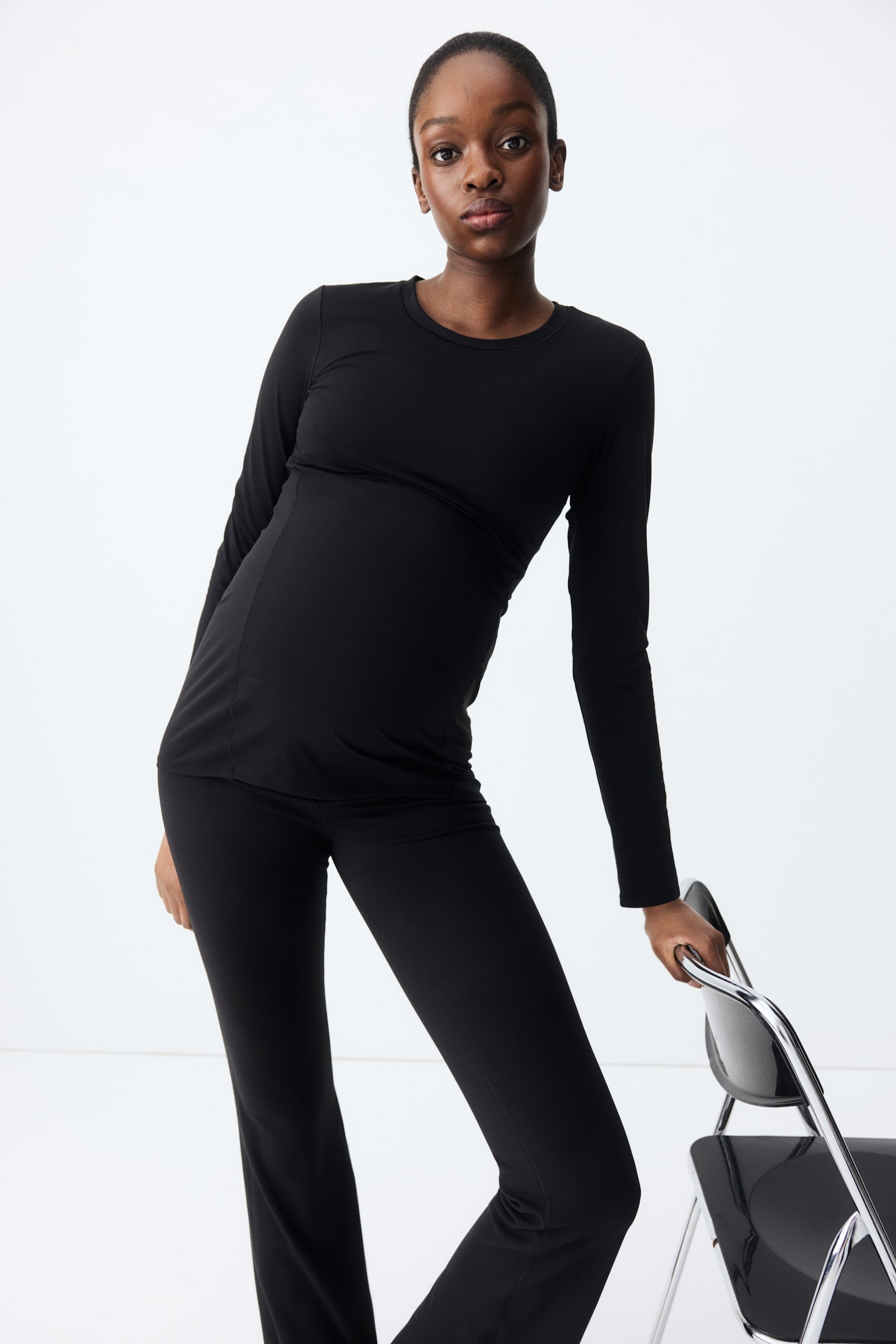 Женский топ H&M Mama Long-Sleeved Sports Top, цвет: Чёрный — фото 3