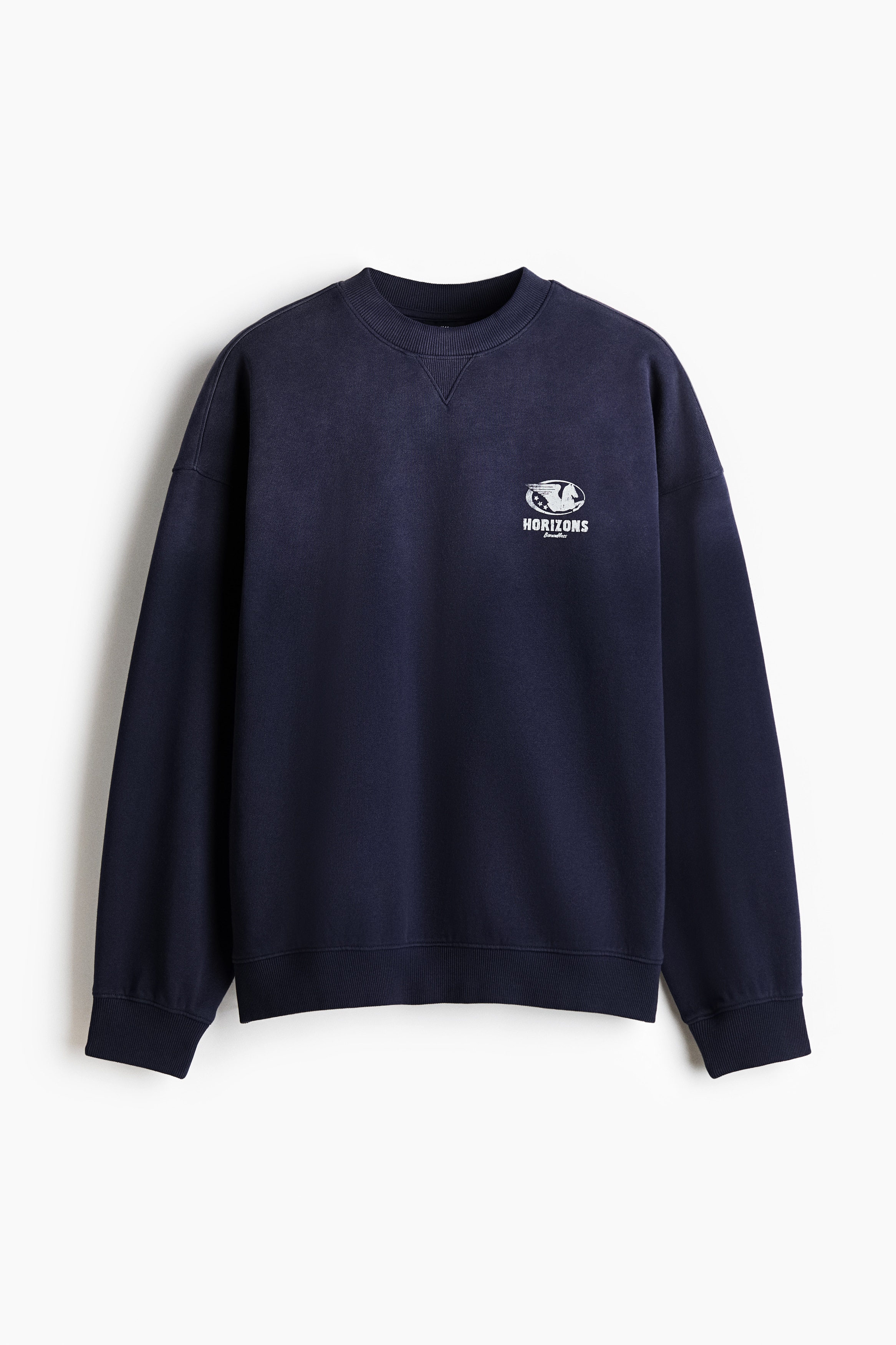 코튼 스웨트셔츠 루즈핏 - 네이비 블루/Horizons/블랙/Lucky
