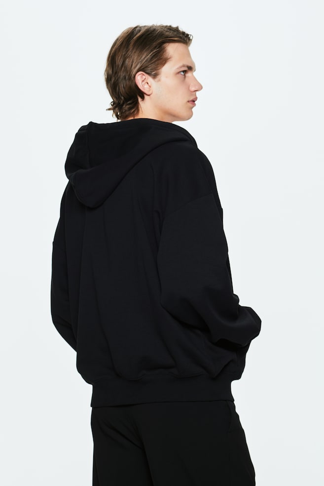 Oversized Fit Zip-through hoodie - Black/Upper Point Bay - 4