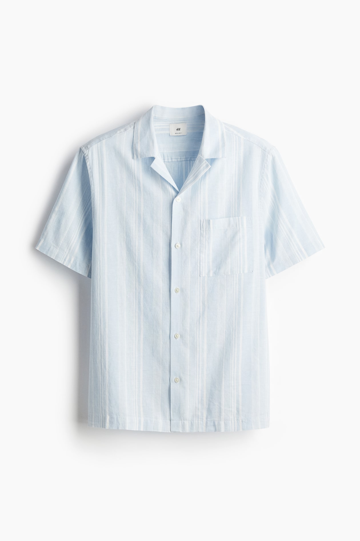 white and blue striped dress shirt Liam in Blue Wide Stripe Shirt in White Collar & Cuff, 15 34/35 main image 0