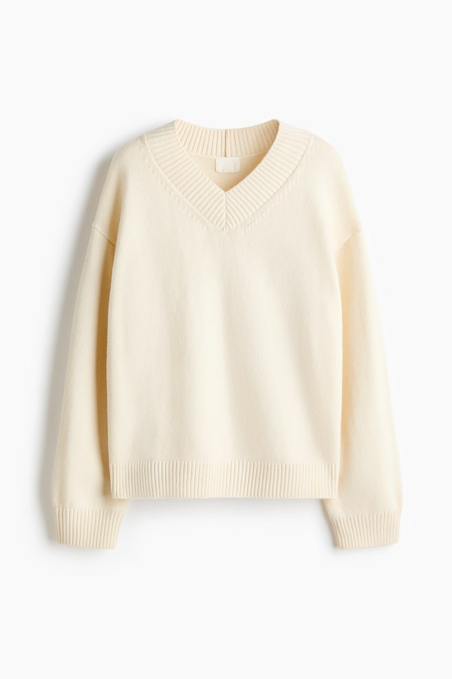 Jersey con escote en V - Crema/Topo/Verde oscuro/Amarillo claro - 1