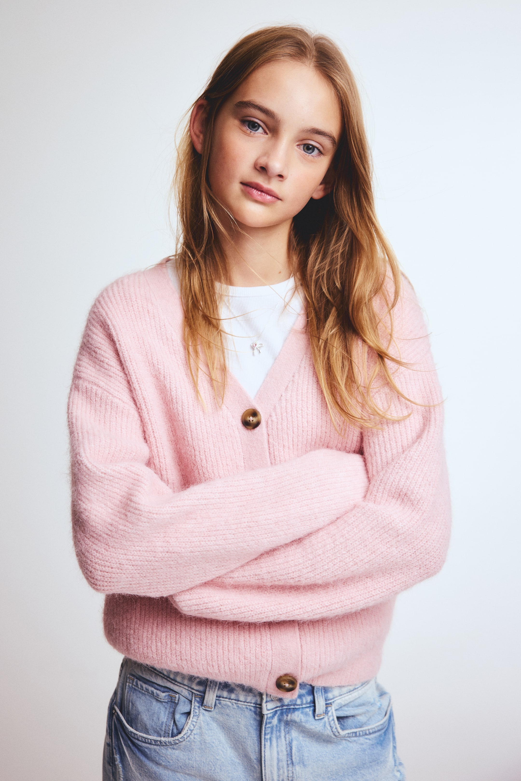 Größeres Bild ansehen: Cardigan in Rippstrick - Rosa - Kids | H&M DE 1