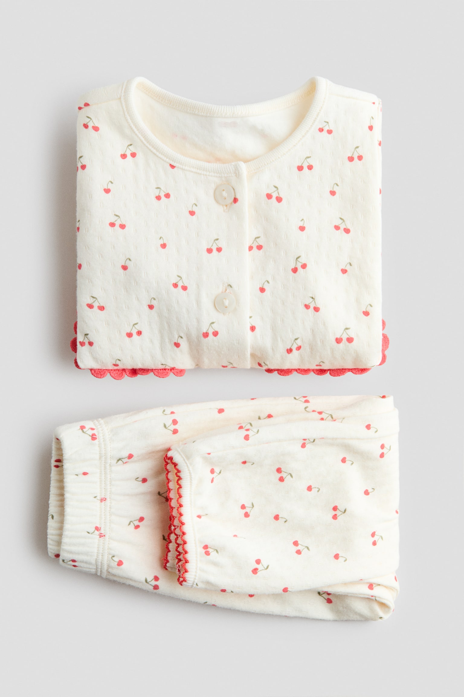 2-piece velour set - Cream/Cherries/Cream/Apples - 2