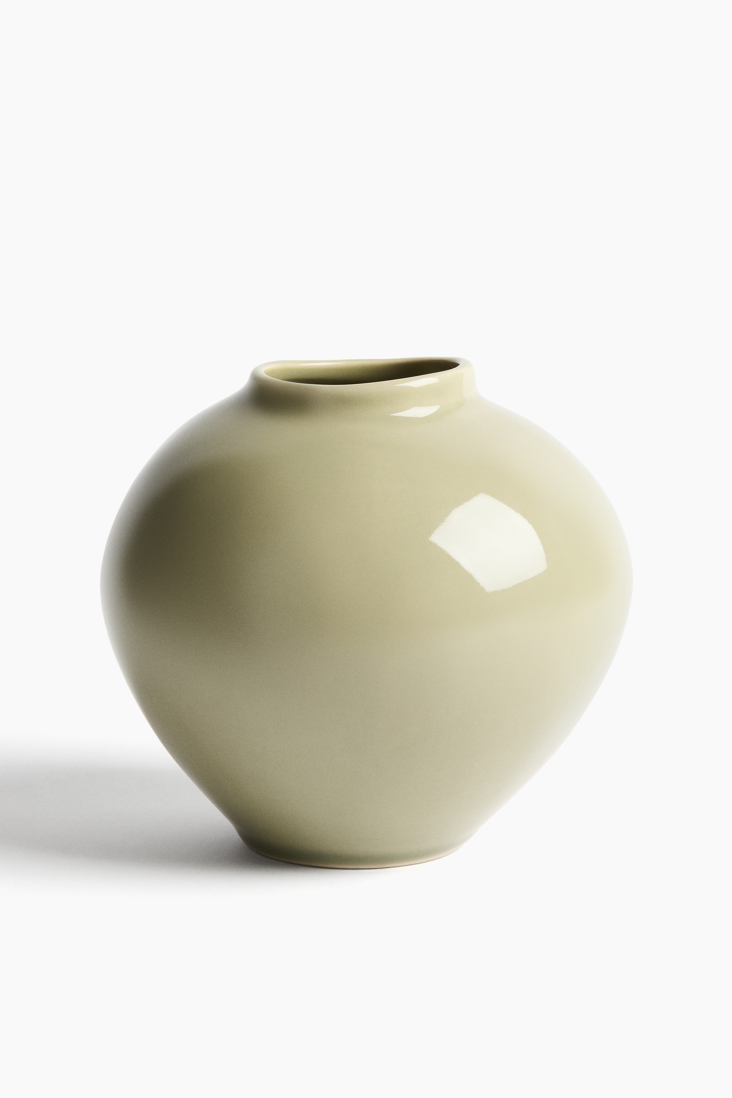 Vase irrégulier en grès cérame - Vert kaki clair/Jaune clair