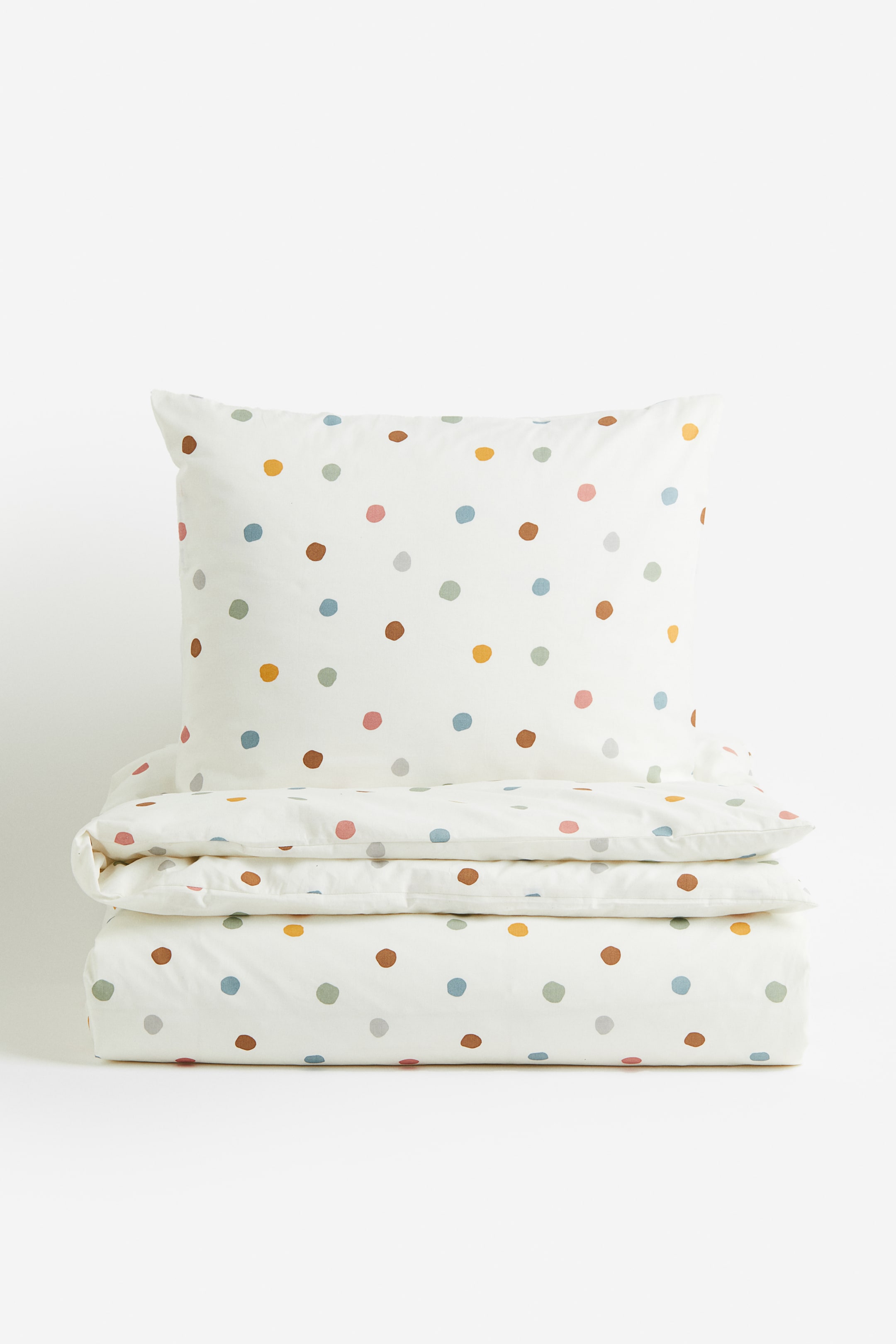 Cotton single duvet cover set - White/Spotted - Home All | H&M GB