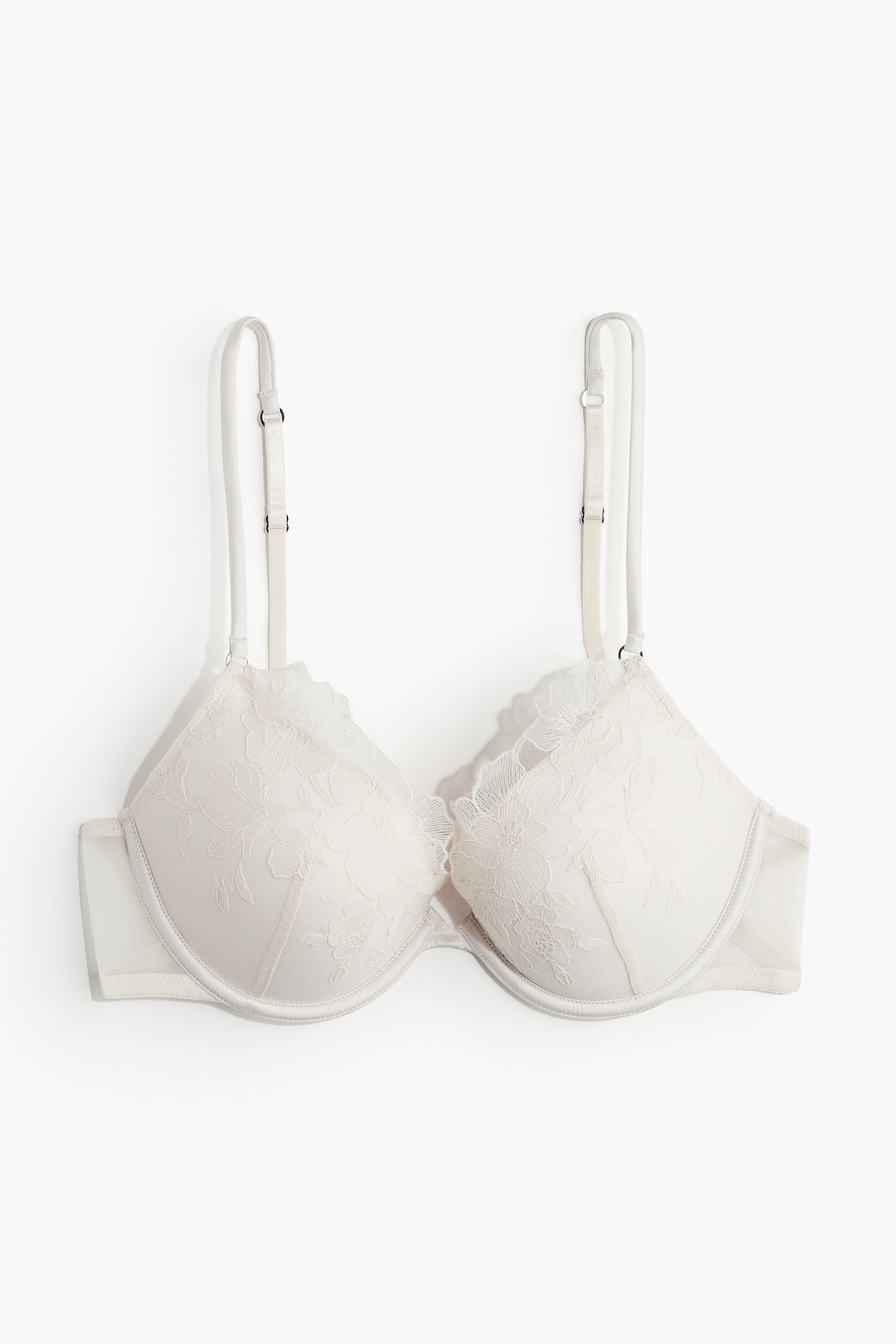 Embroidered Push Up Bra - Pale beige/Black - 2