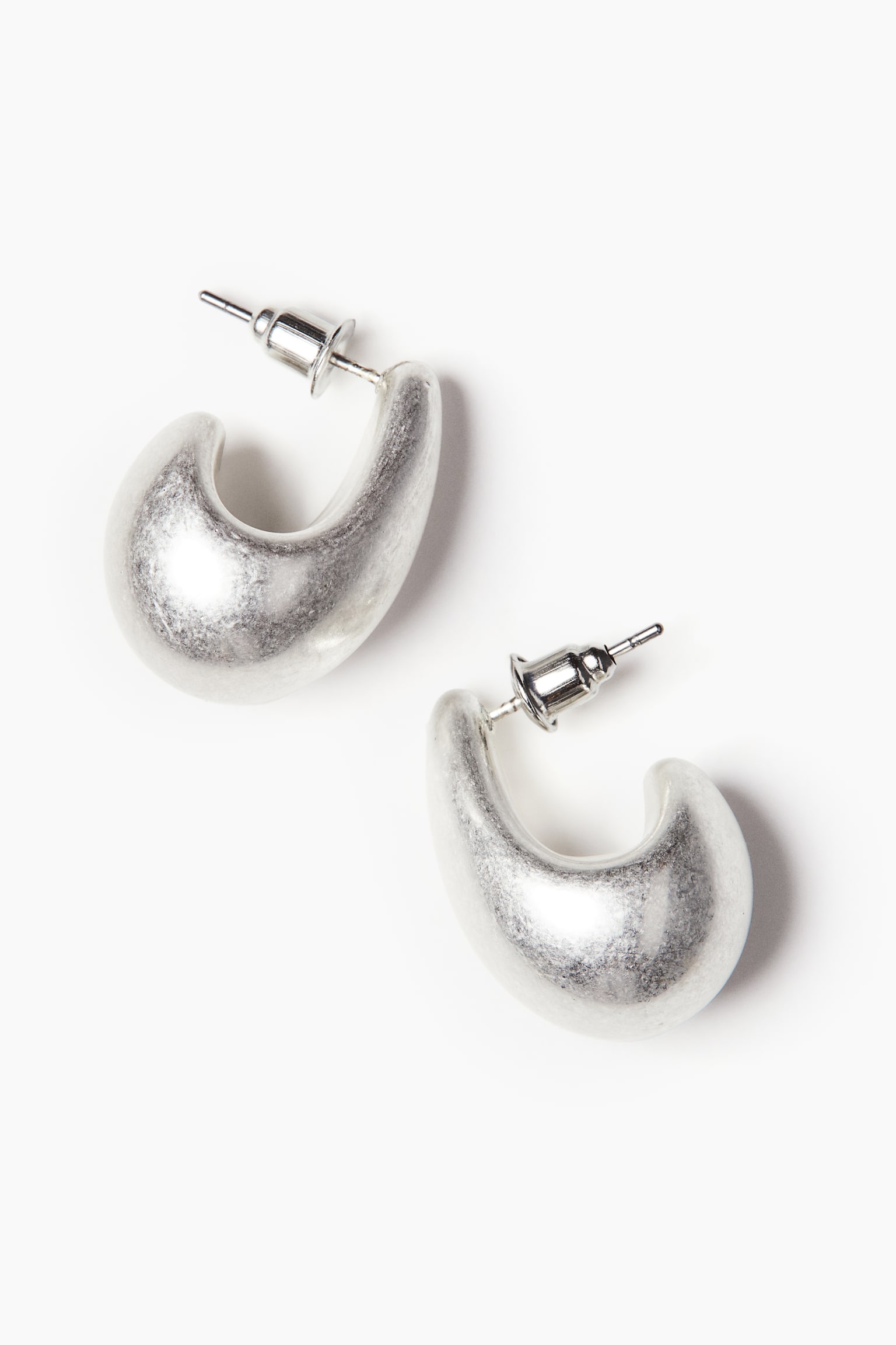 Chunky dome earrings - Silver-coloured/Silver-coloured/White/Silver-coloured - 1