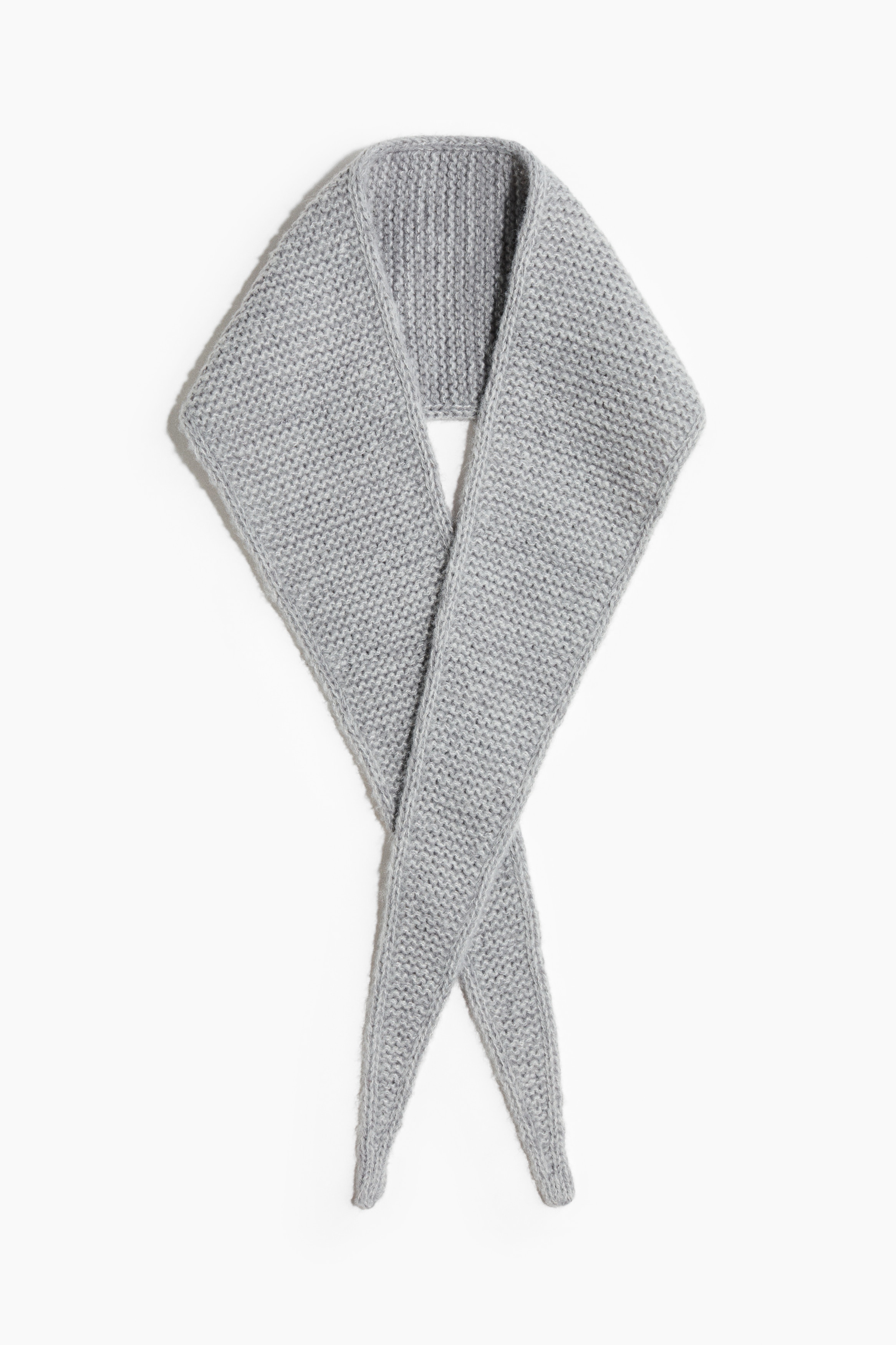 Garter-Stitched Scarf - Gray melange/Light blue