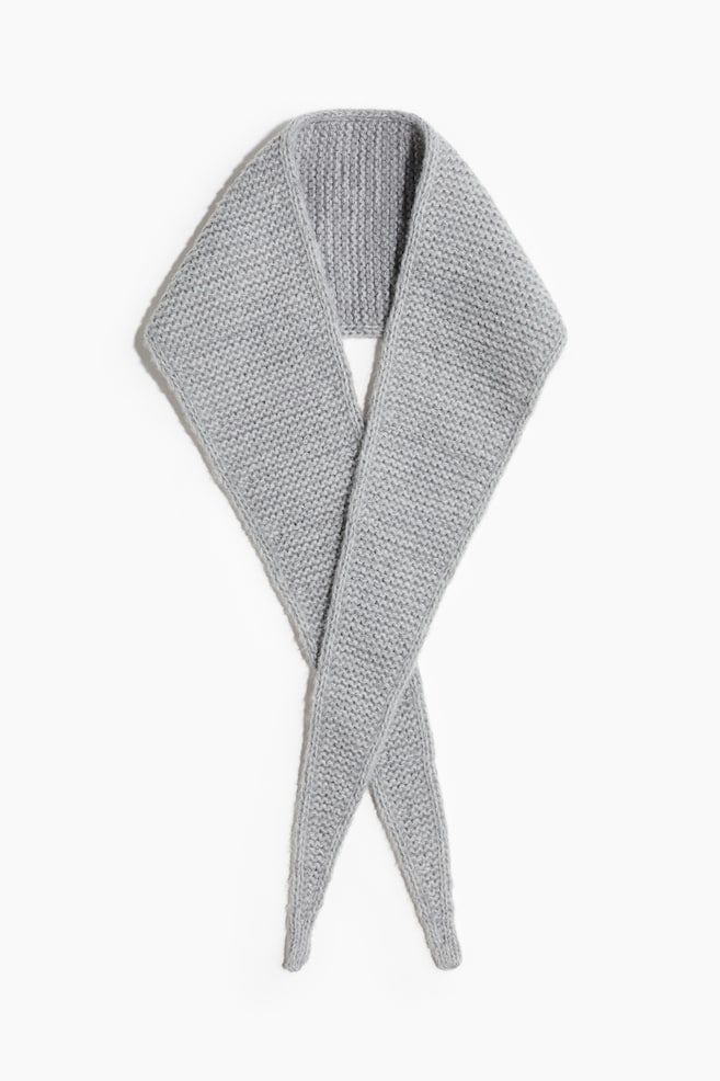 Garter-stitched scarf - Grey marl - 1