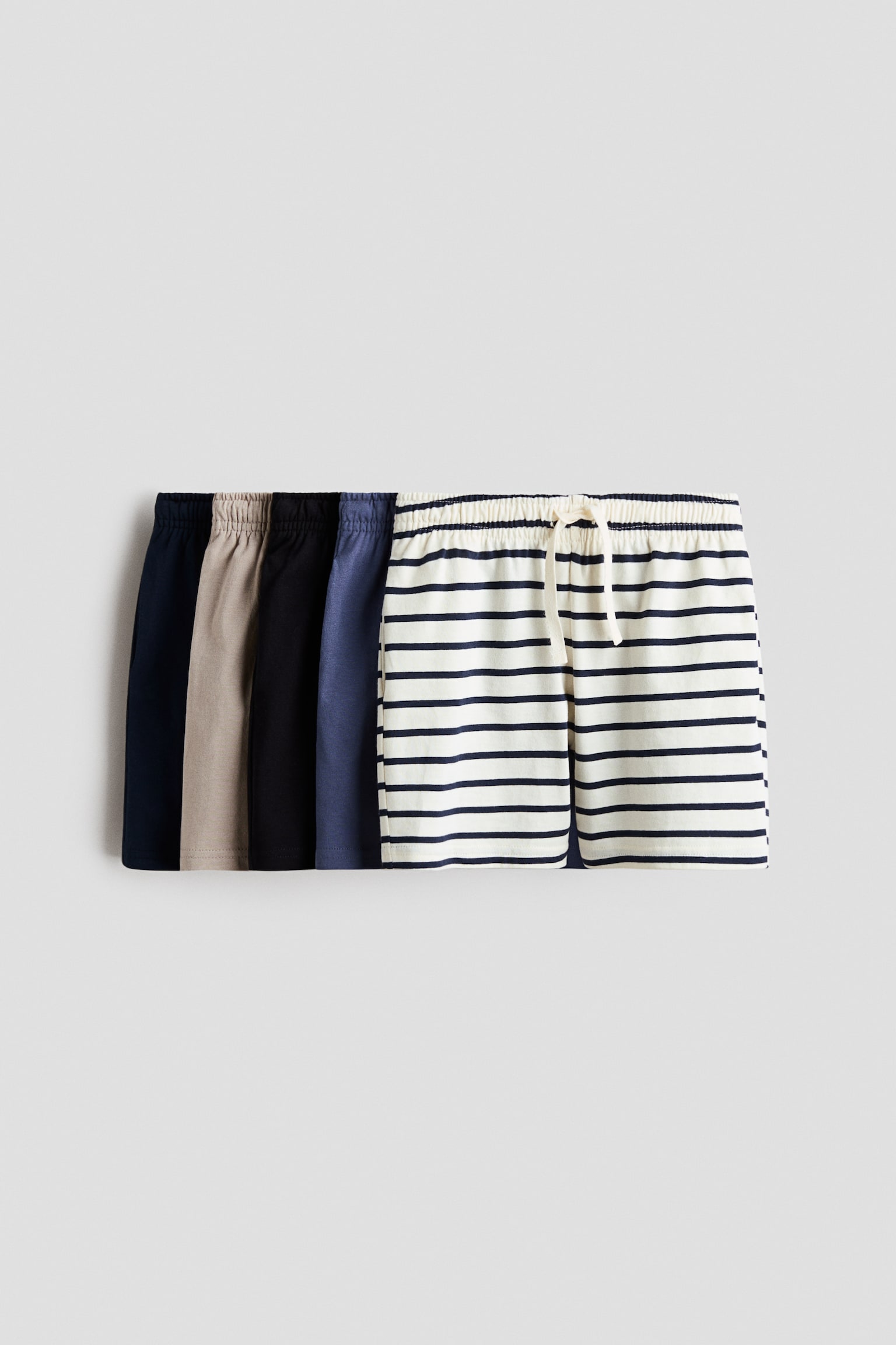 5er-Pack Shorts aus Baumwolljersey - Helles Greige/Blau/Marineblau/Cremefarben/Braun/Blau/Grau/Schwarz/Blau/Grau/Gelb/Blaugrün/Gestreift/Navy blue/Light blue