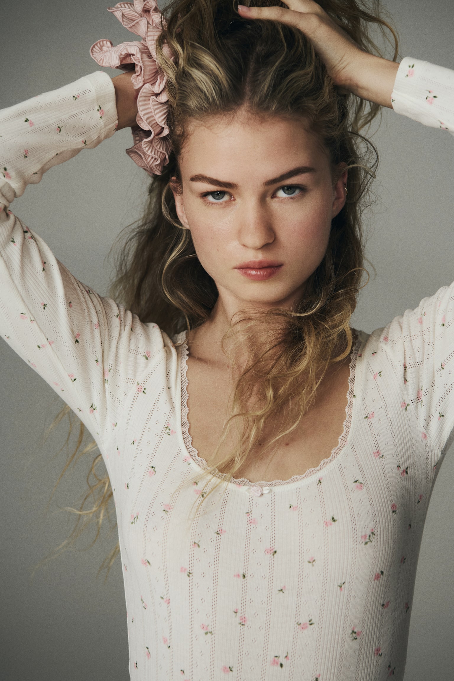 Pointelle thong body - White/Floral - 7