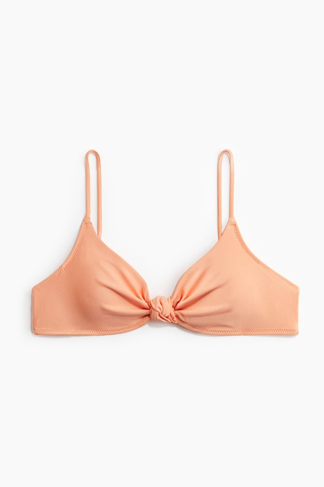 Wattiertes Bikinitop mit Knotendetail - Apricot/Schwarz/Gelb/Flieder - 1