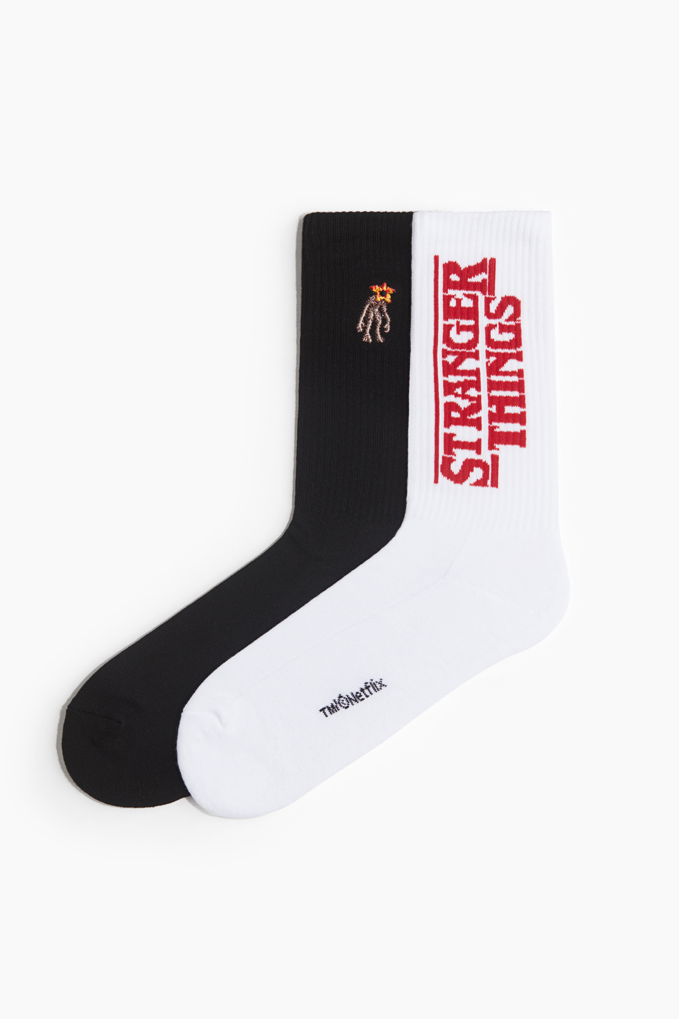 Men - White/Stranger Things 2-pack socks - Size: 6.5-8  - H&M
