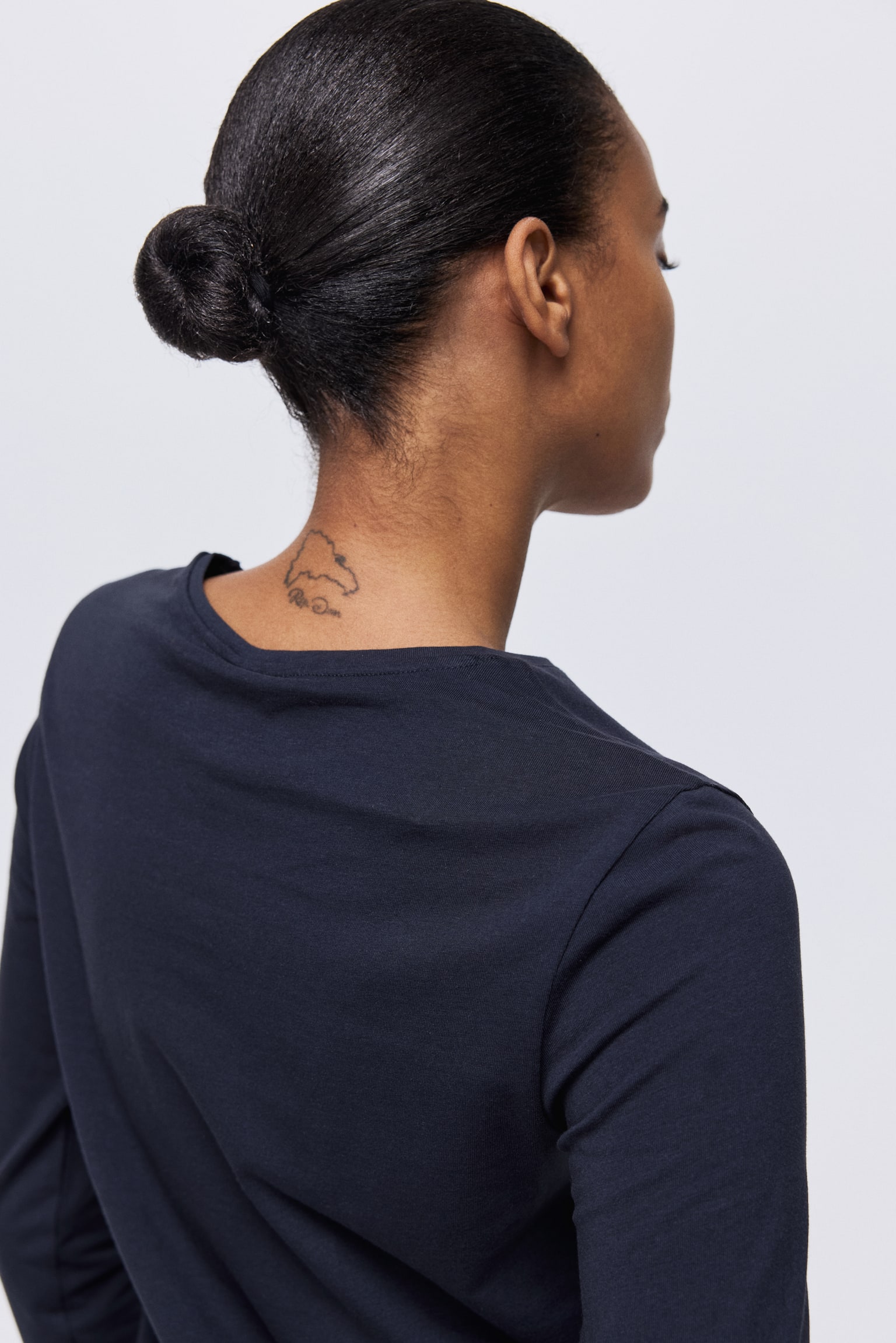 Áo ôm vải cotton - Màu xanh tím than/Màu trắng/Màu đen - 7