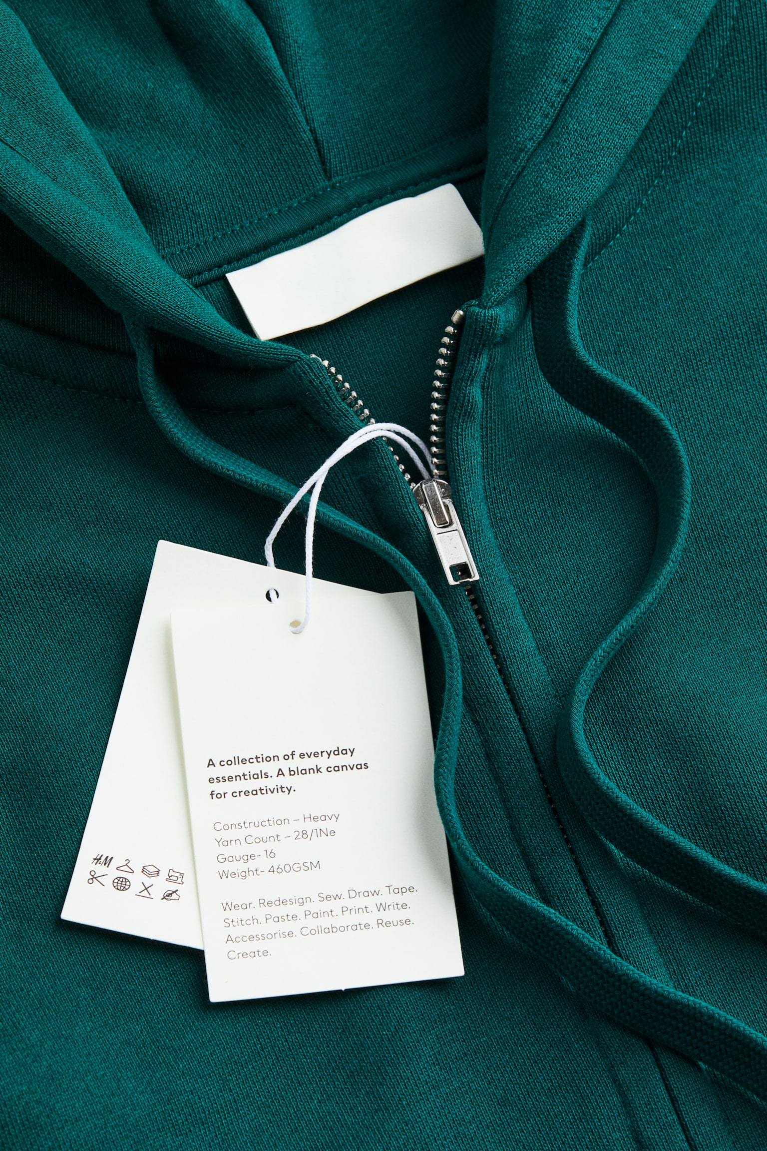 Oversized Fit Cotton Zip UP Hoodie - Forest green/Deep lilac/Off white/Off black/Fern green - 2