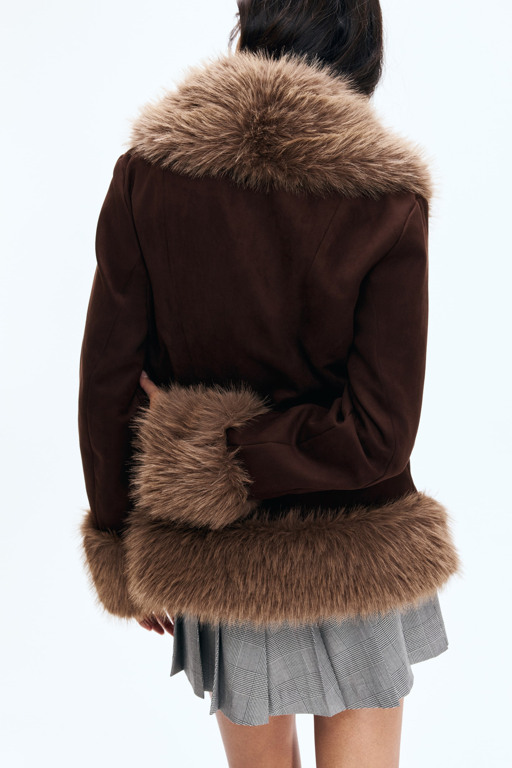 View larger image: Fluffy-trimmed jacket - Dark brown - Ladies | H&M IE 4