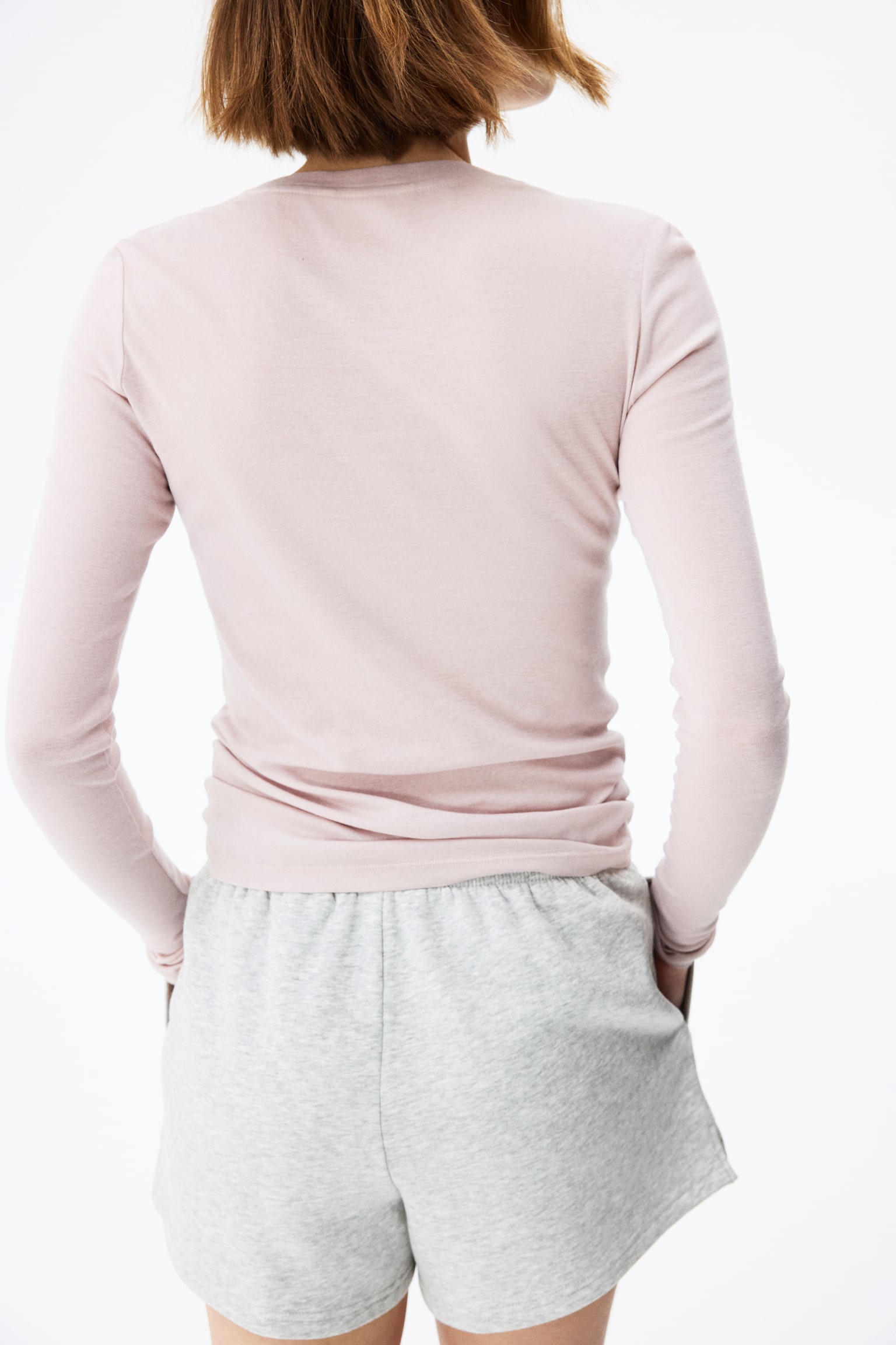 Спортивні шорти - Світло-сірий меланж/Темно-коричневий/Світло-рожевий - 4