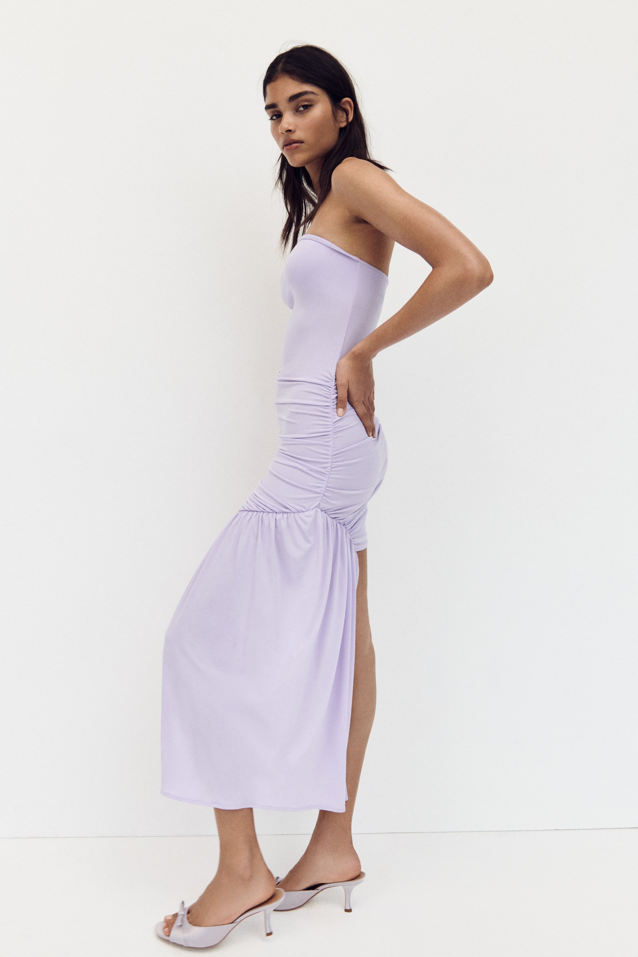 Draped-Panel Bandeau Dress