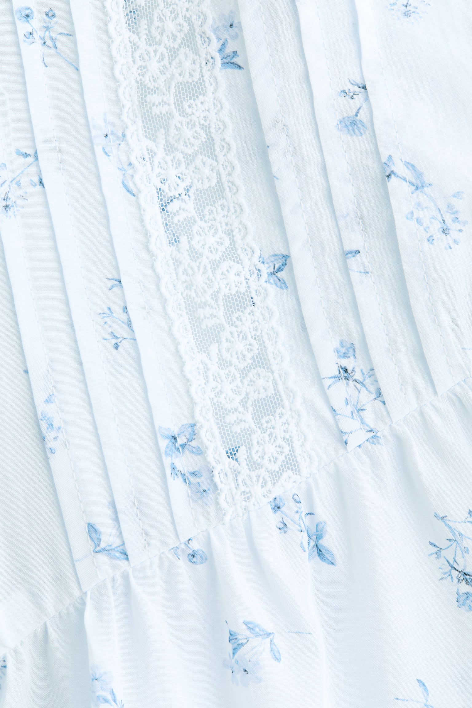 Lace-Inset Blouse - Light blue/floral/Yellow/Light peach pink - 5