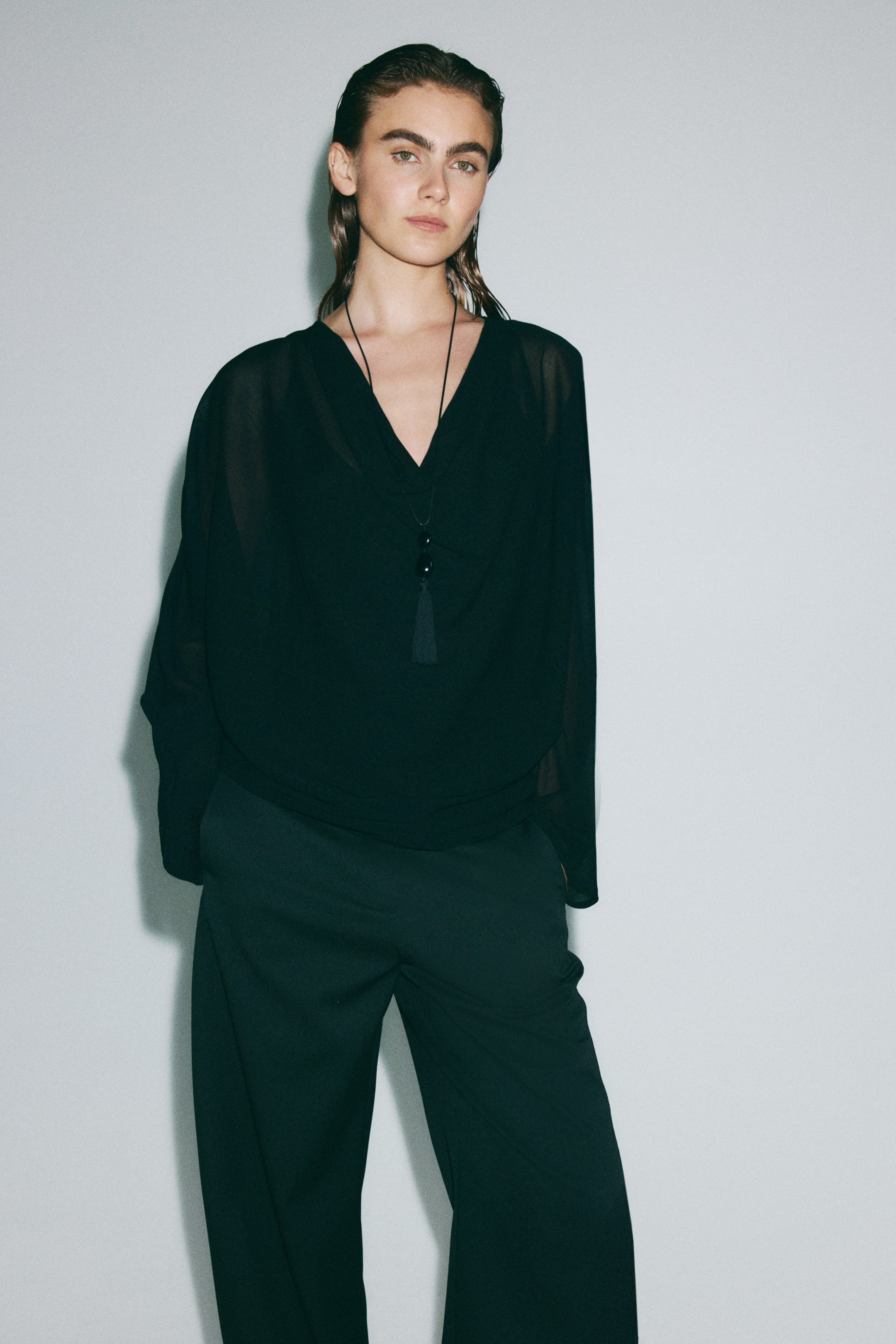 View larger image: Fine-knit cowl-neck blouse - Black - Ladies | H&M 1