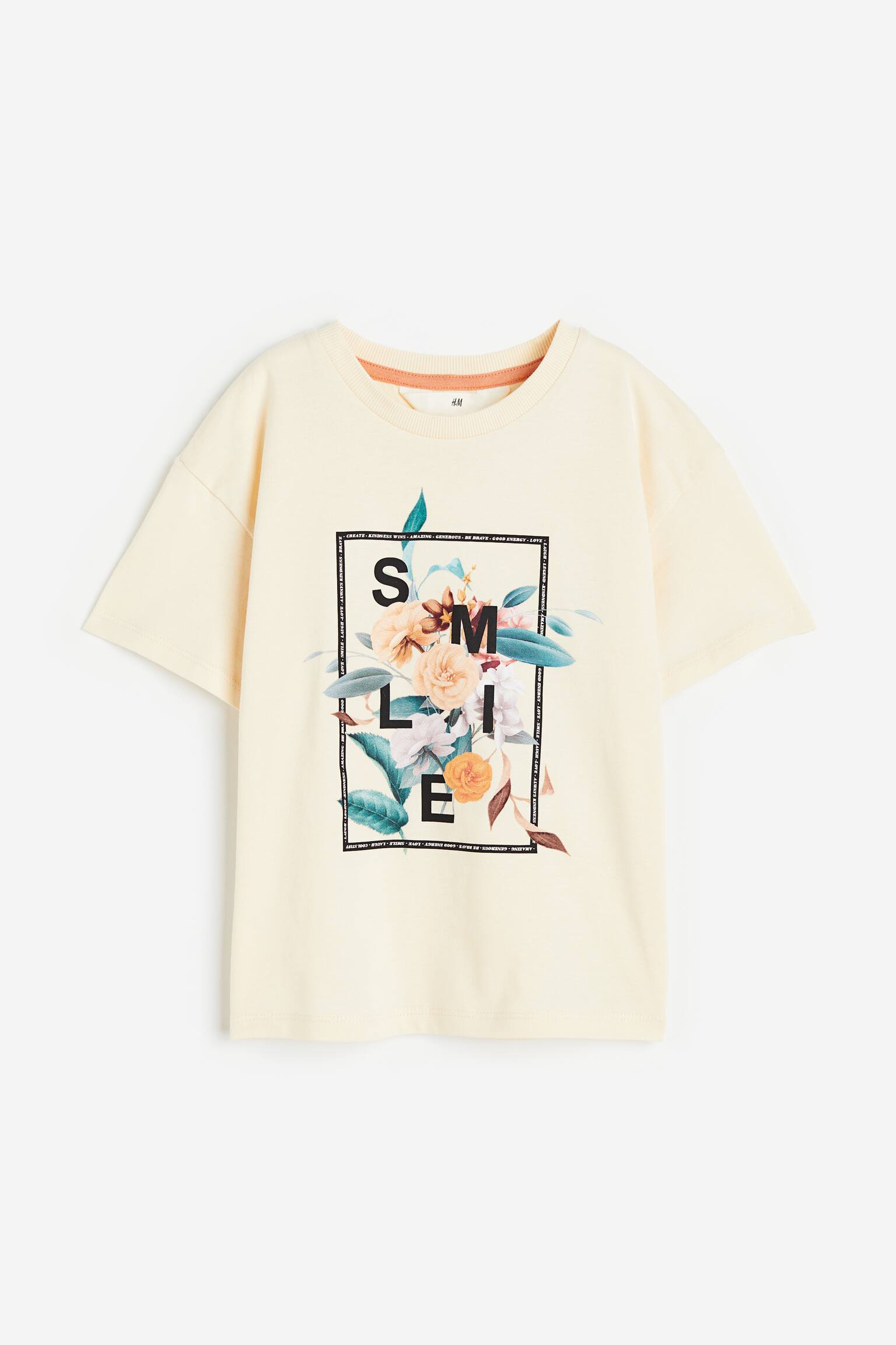 Printed T-shirt - Light yellow/Smile - 1